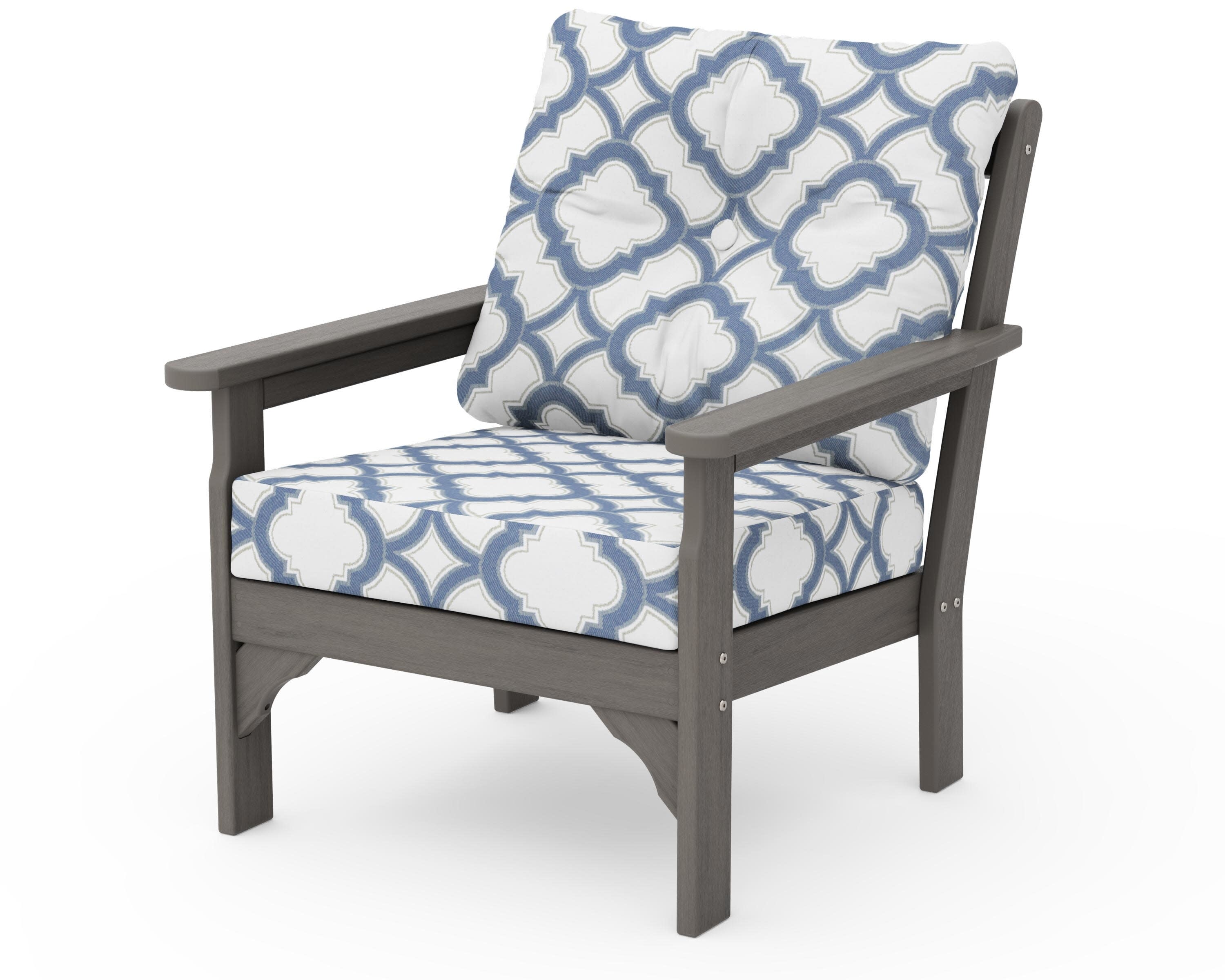 Vineyard Deep Seating Chair in Driftwood / Trellis Sky Blue