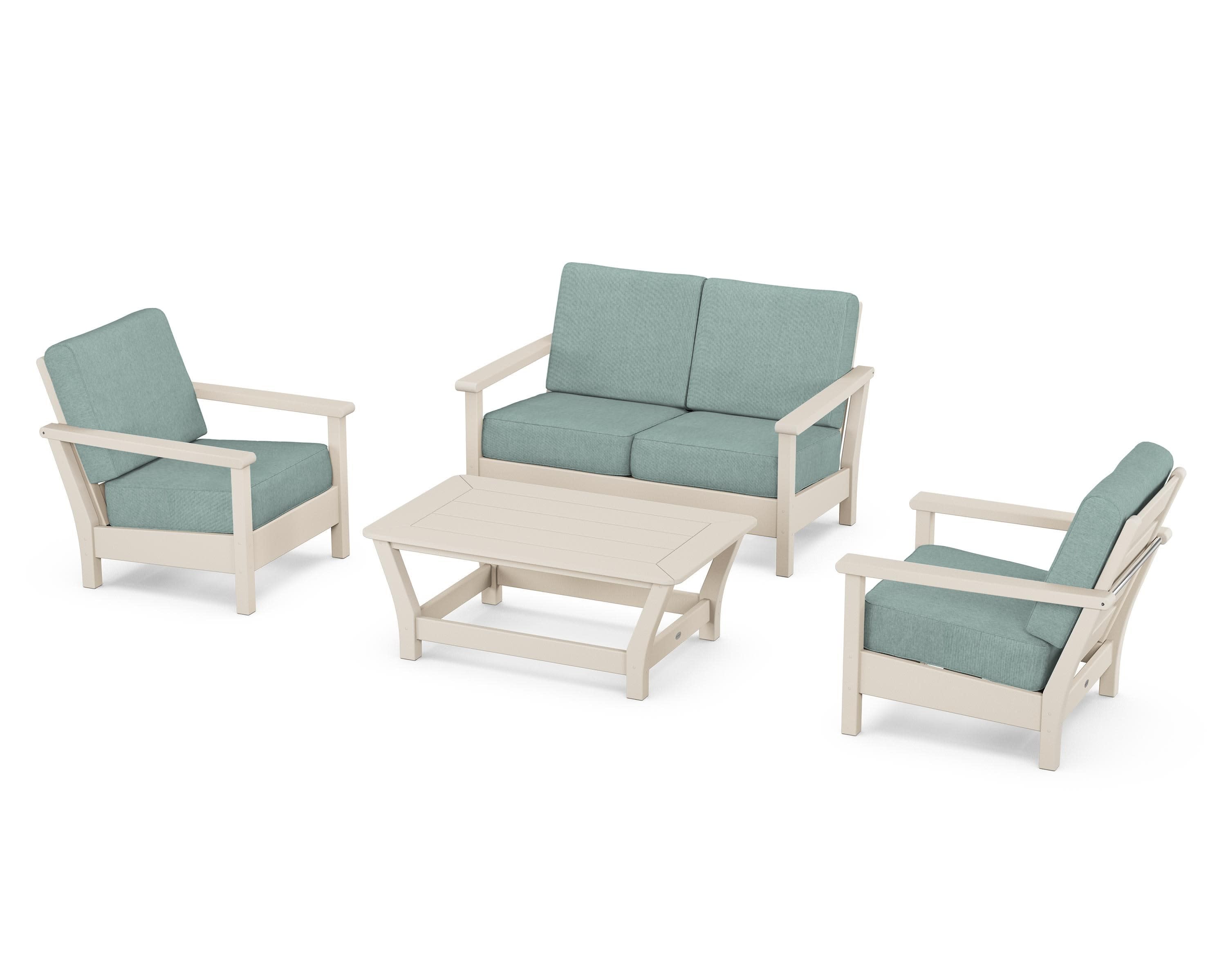 Harbour 4-Piece Deep Seating Set in Sand / Glacier Spa