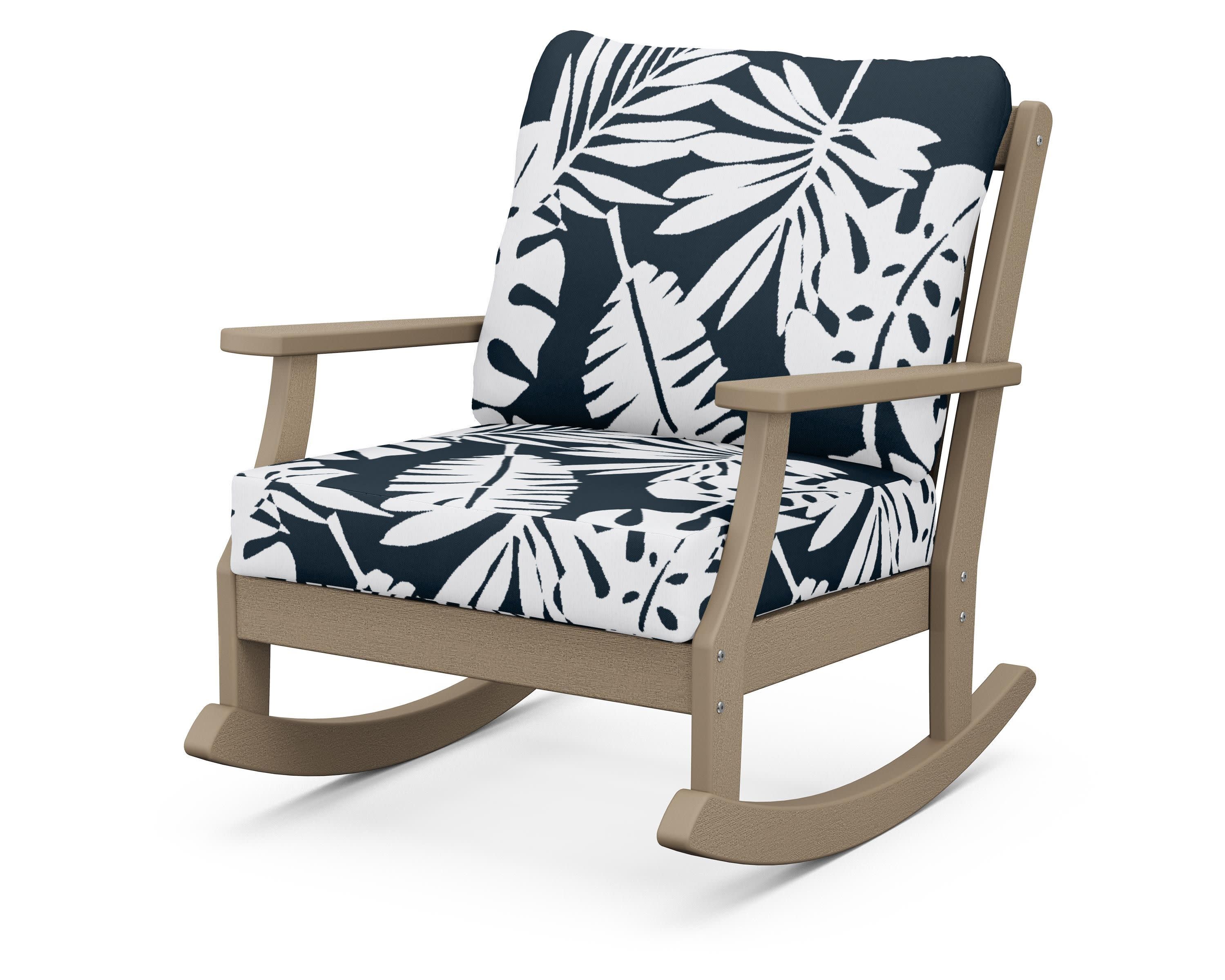 Braxton Deep Seating Rocking Chair in Vintage Sahara / Leaf Marine Indigo