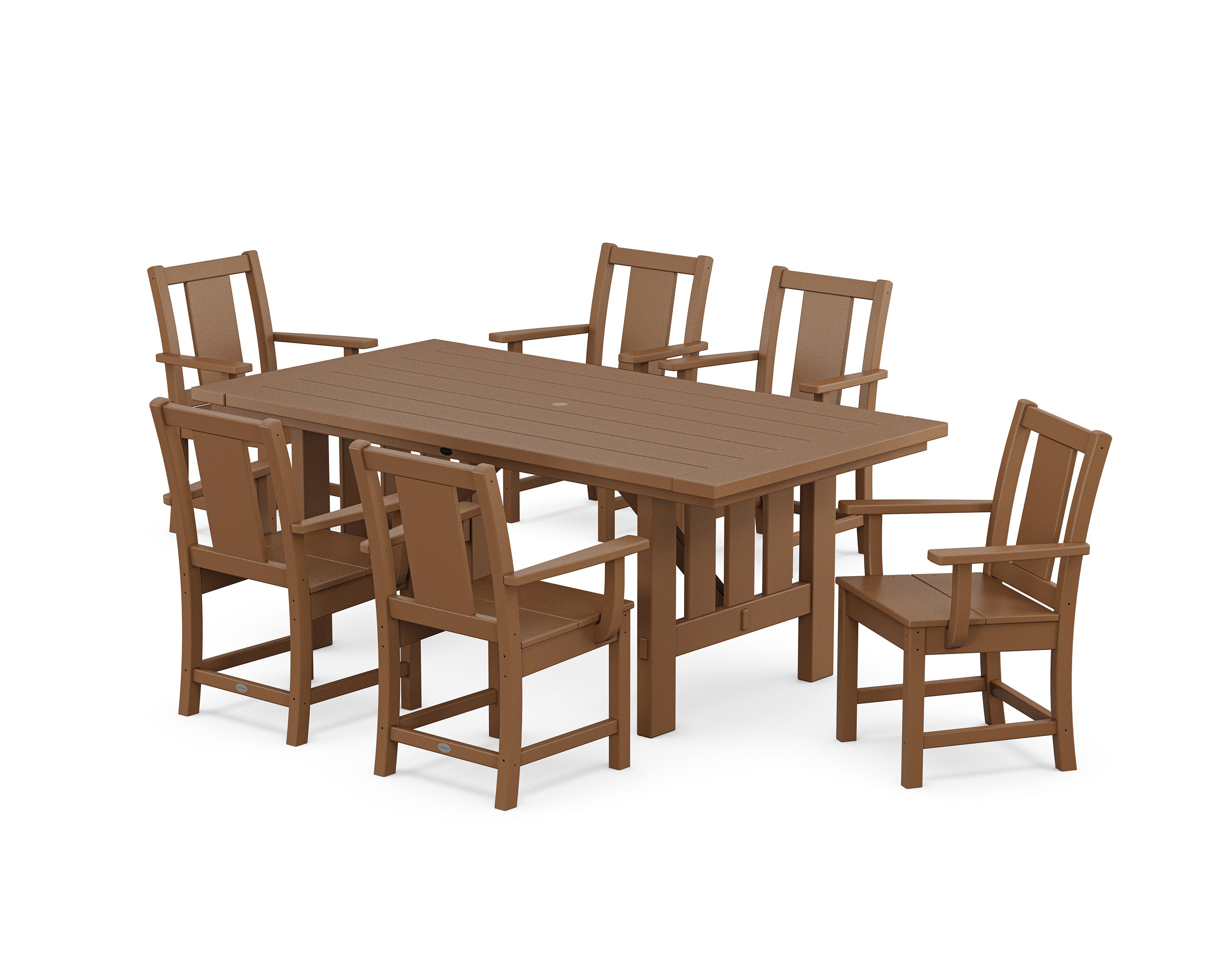 Prairie Arm Chair 7-Piece Mission Dining Set in Teak