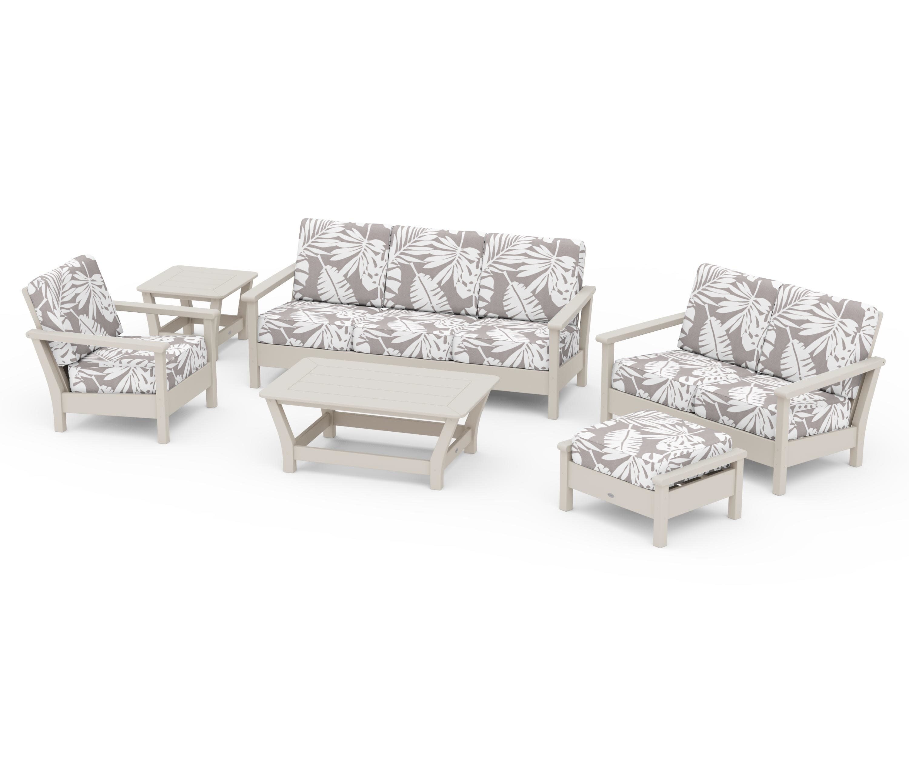 Harbour 6-Piece Outdoor Living Set in Sand / Leaf Grey Mist