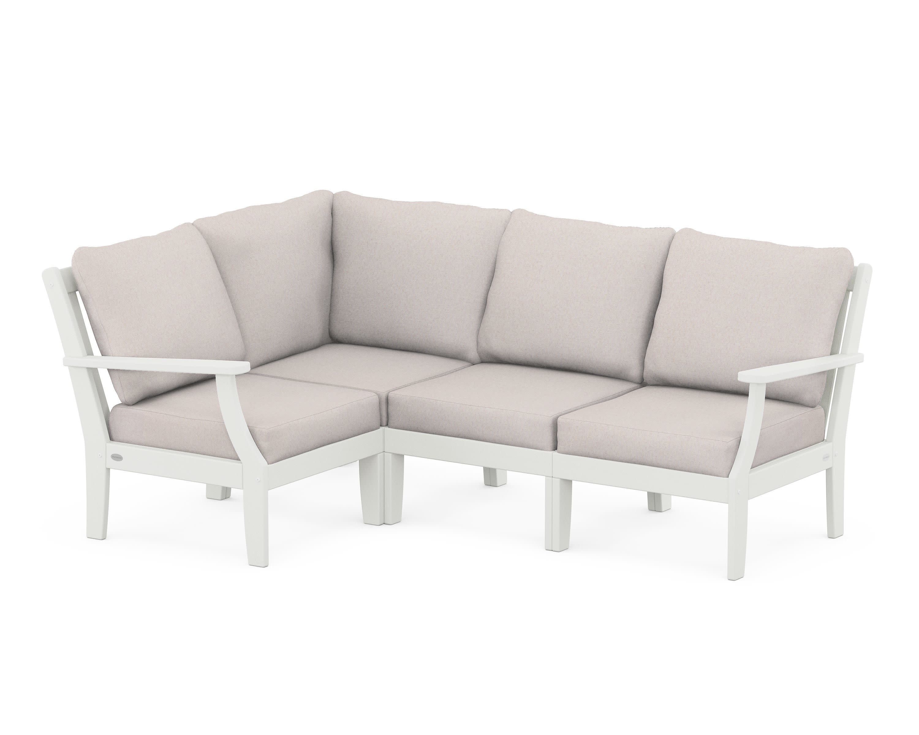 Braxton Modular 4-Piece Deep Seating Set in Vintage White / Dune Burlap