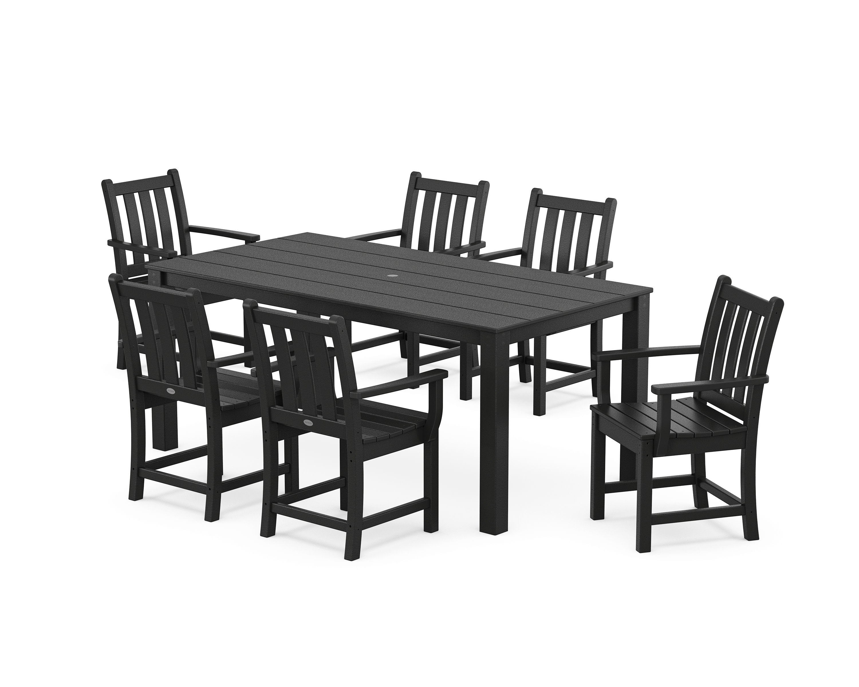 Traditional Garden Arm Chair 7-Piece Parsons Dining Set in Black