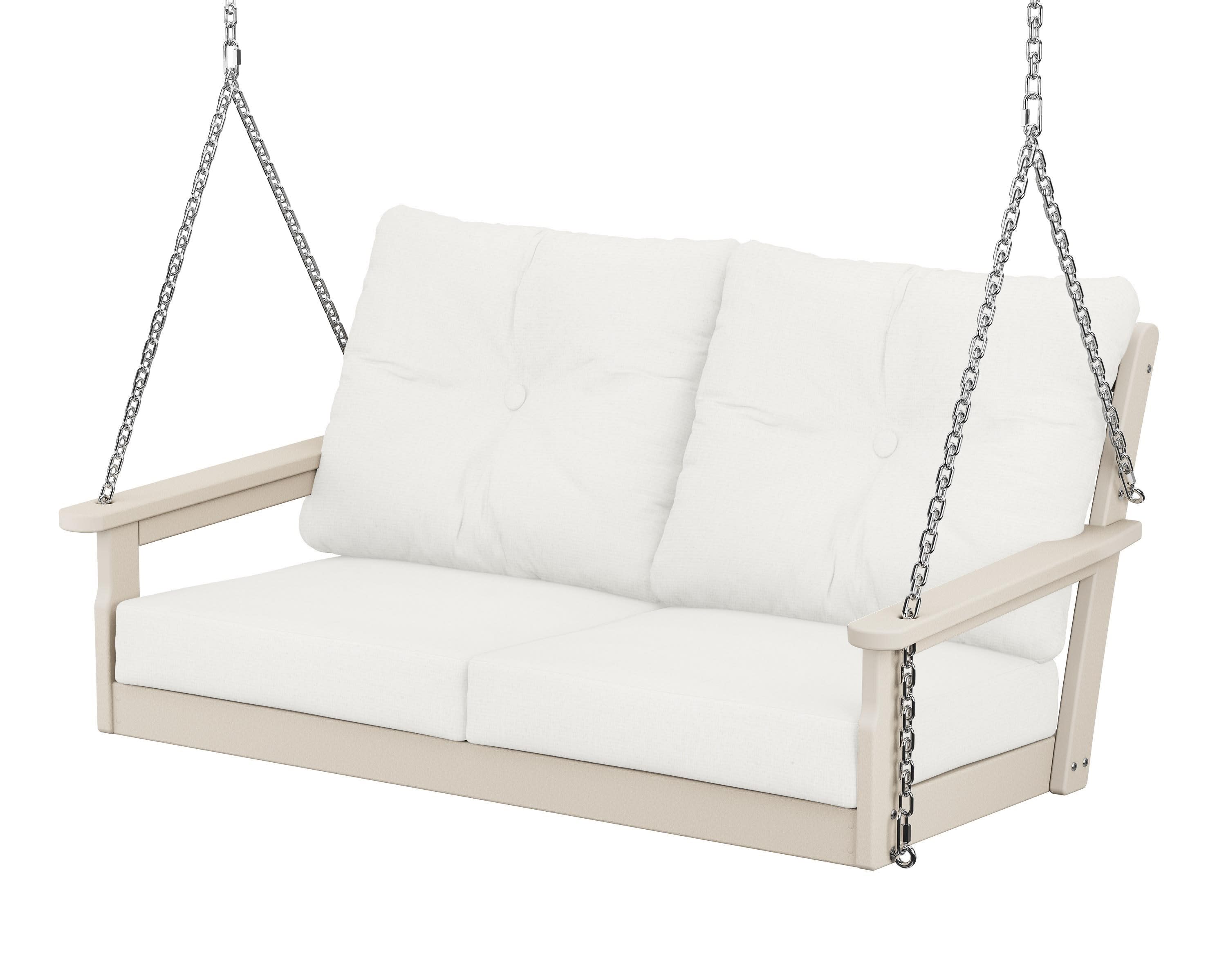 Vineyard Deep Seating Swing in Sand / Natural Linen