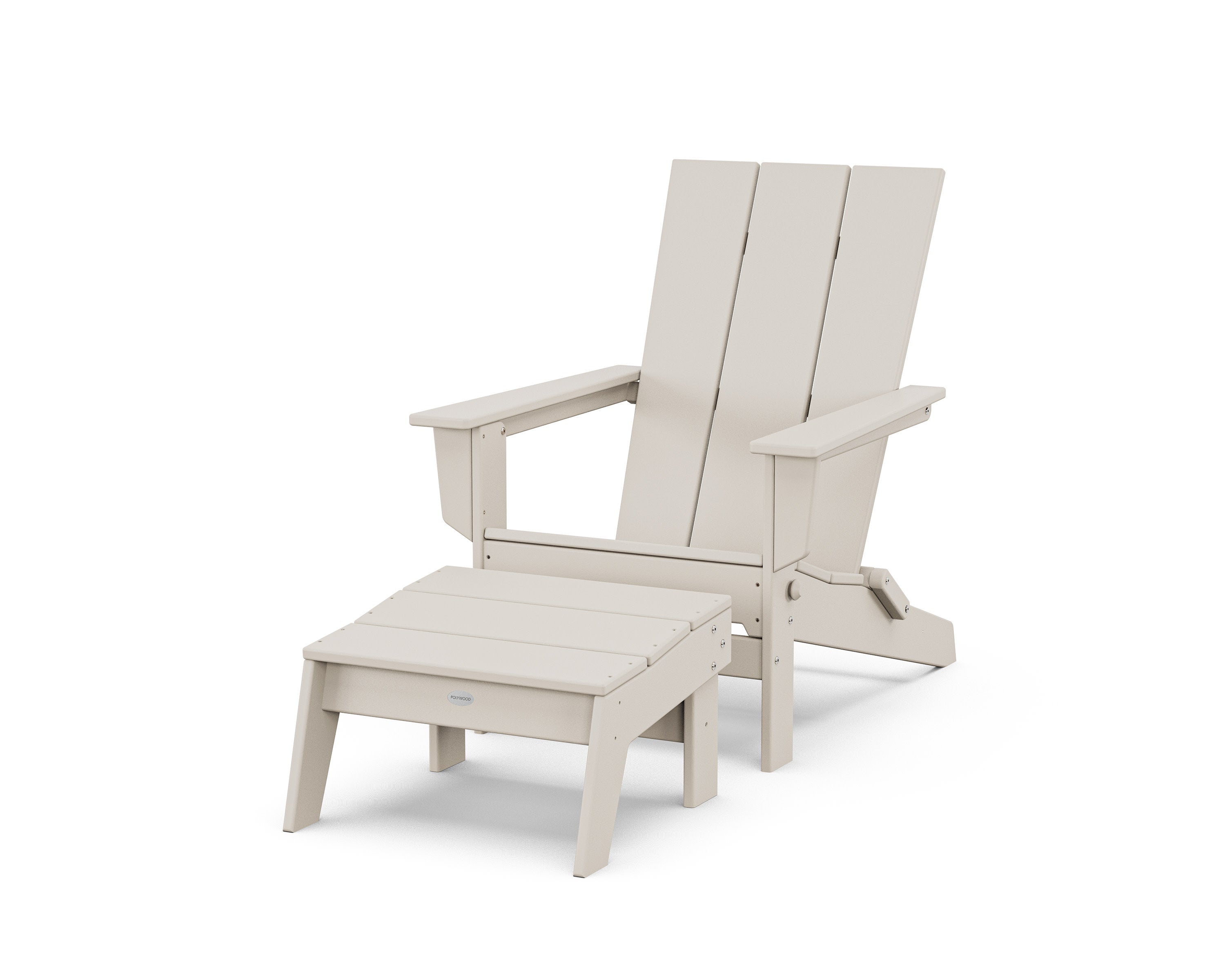 Modern Studio Folding Adirondack Chair with Ottoman in Sand