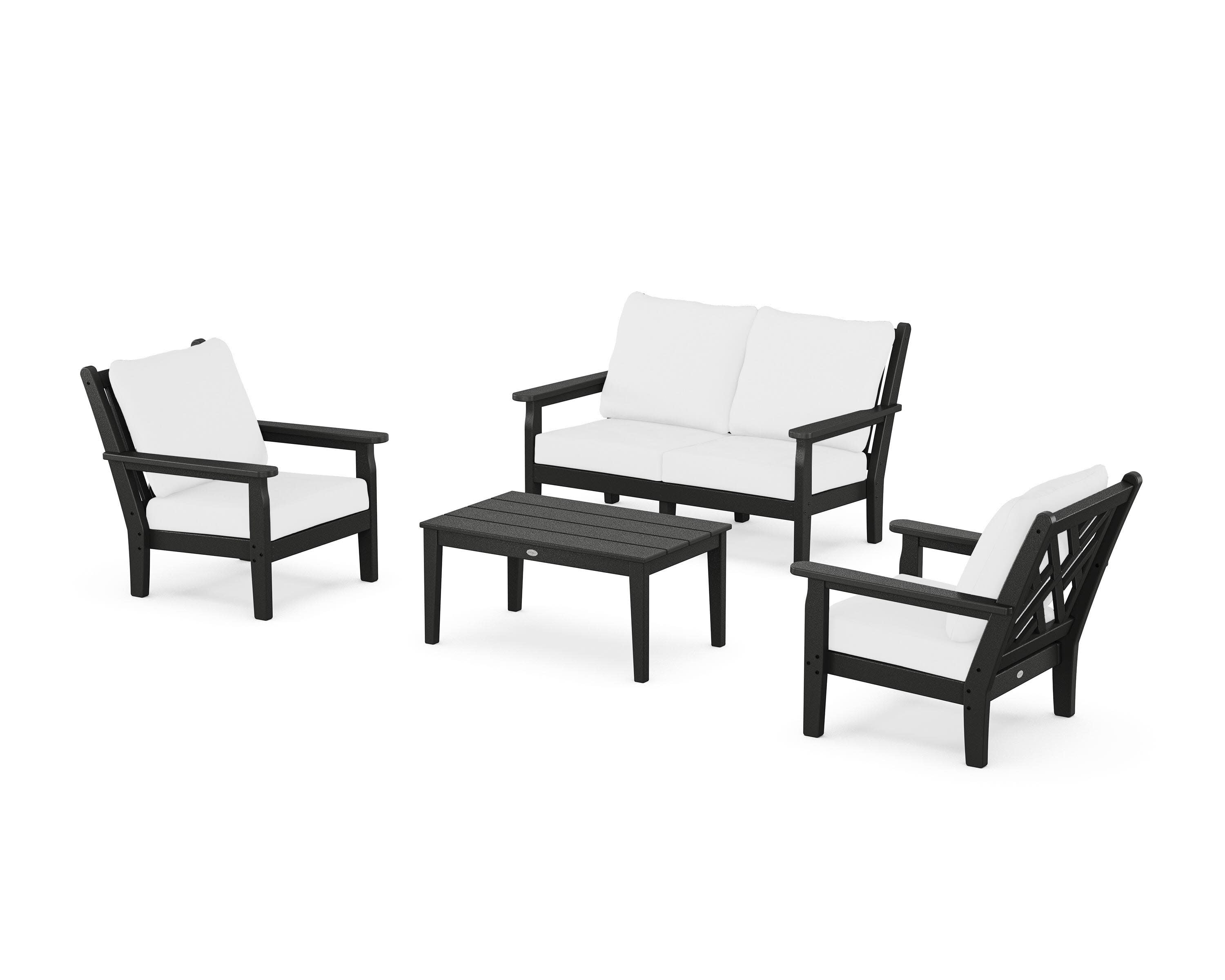 Chippendale 4-Piece Deep Seating Set with Loveseat in Black / Natural