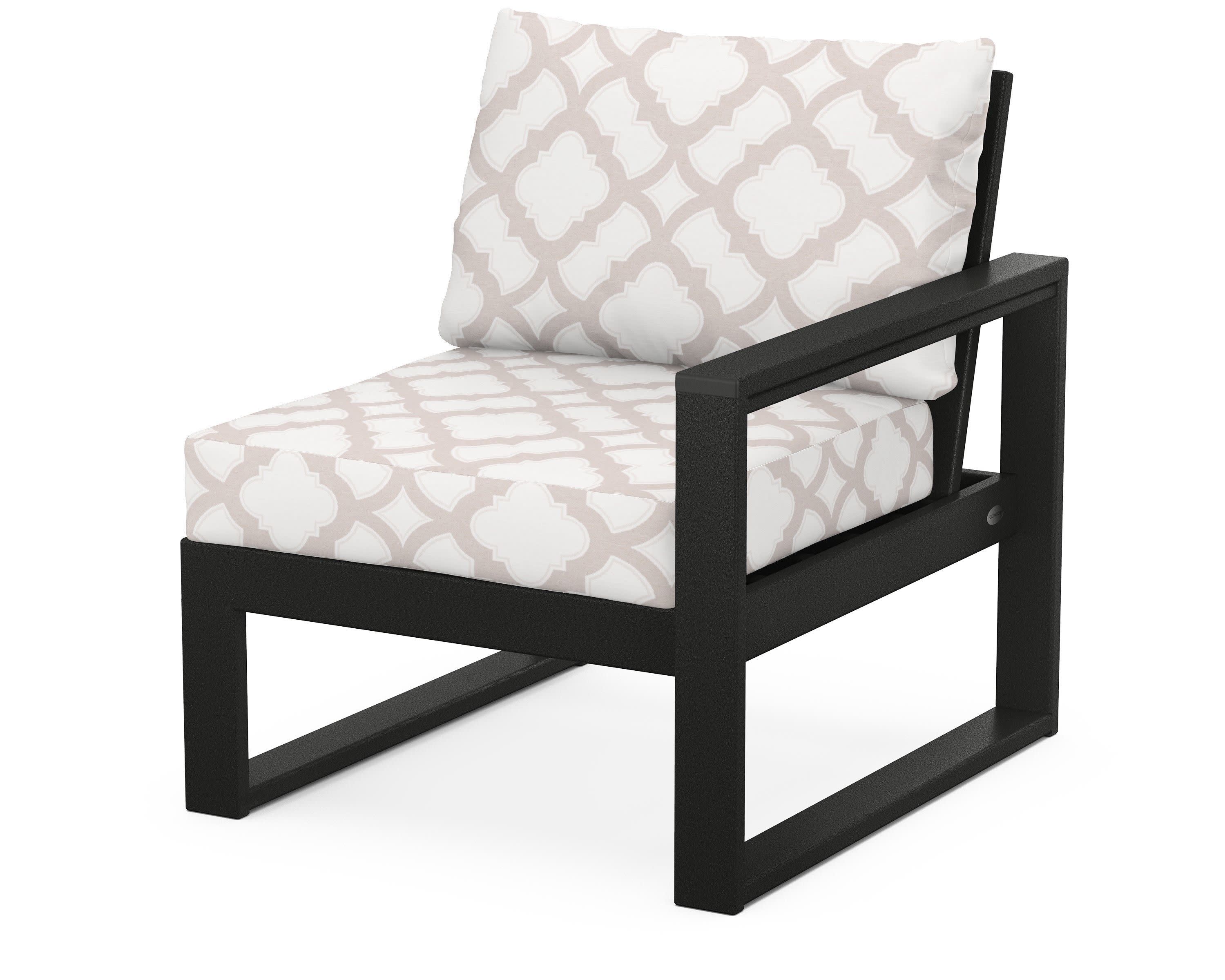 EDGE Modular Right Arm Chair in Black / Trellis Dune Burlap