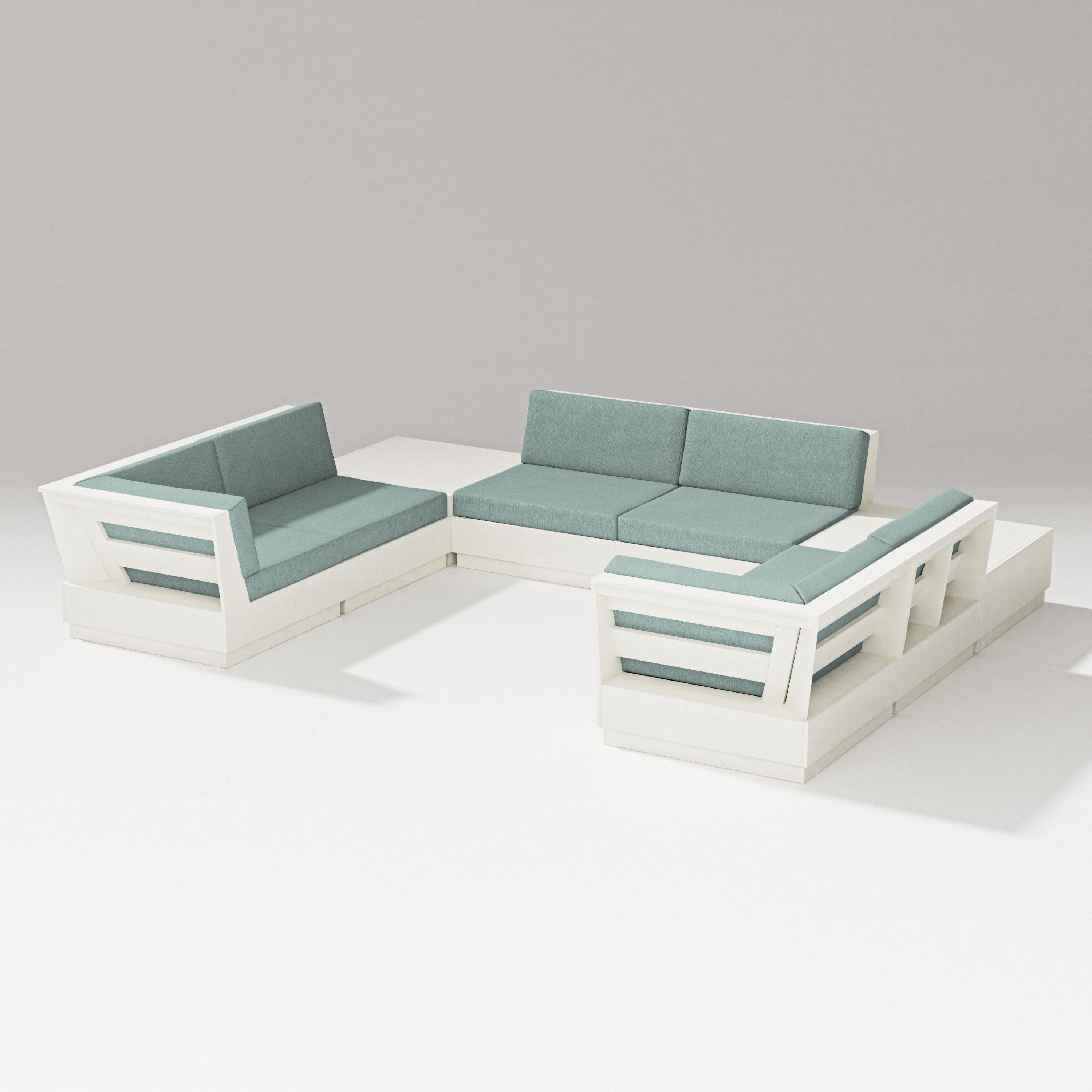 Elevate 8-Piece U-Shaped Sectional in Vintage White / Glacier Spa