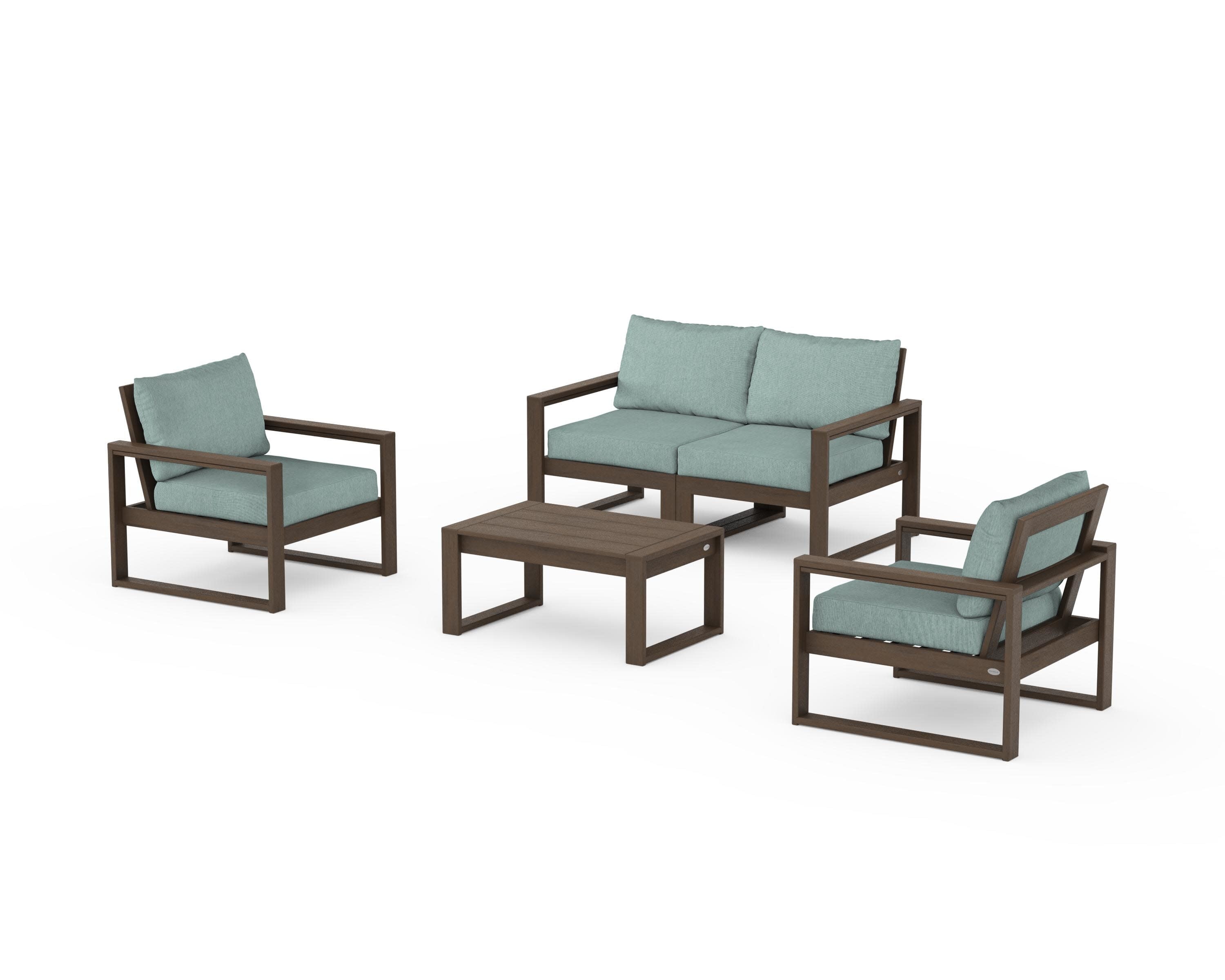 EDGE Sectional 4-Piece Deep Seating Set with Loveseat in Kona / Glacier Spa