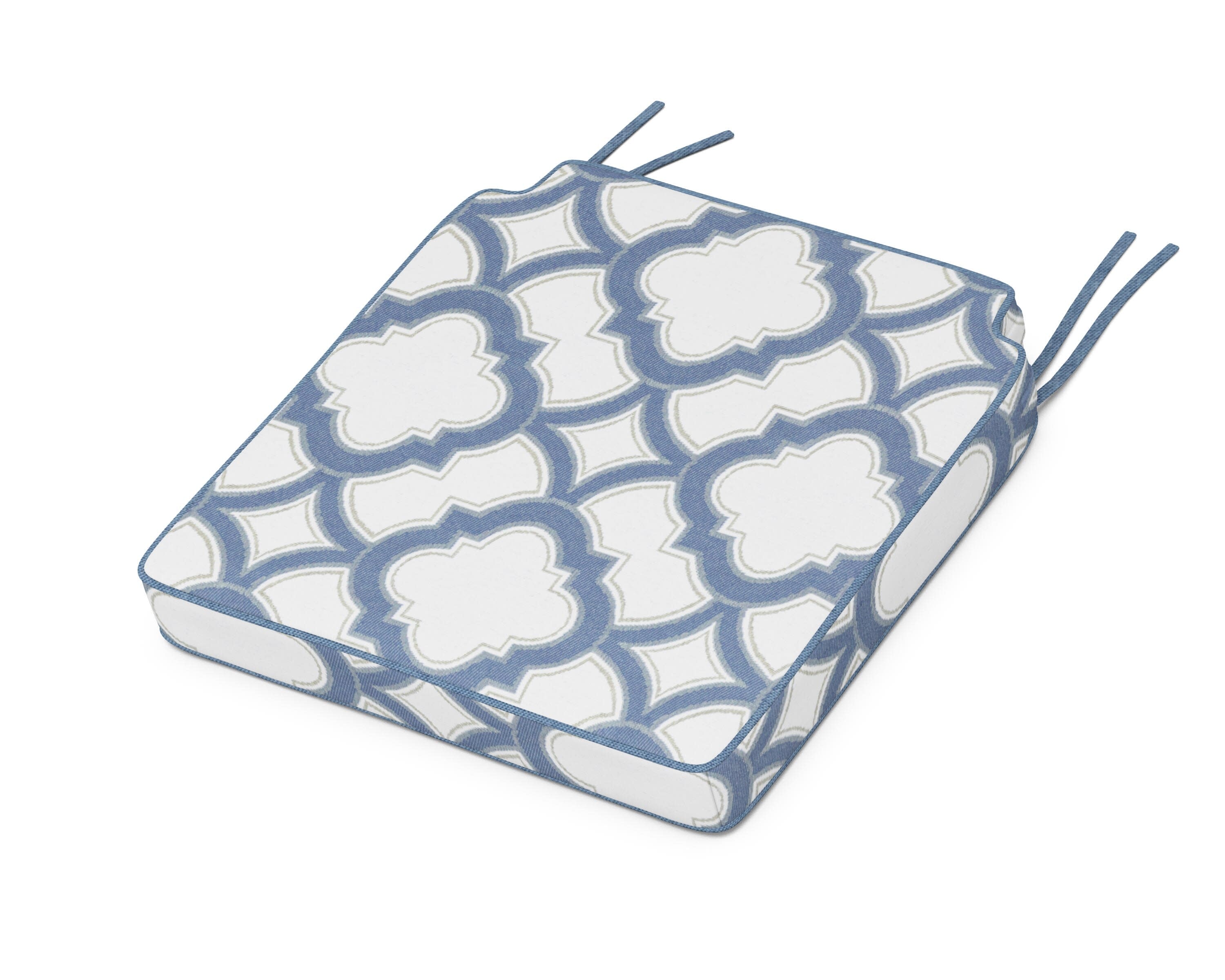 Acadia Dining Side Seat Cushion in Trellis Sky Blue