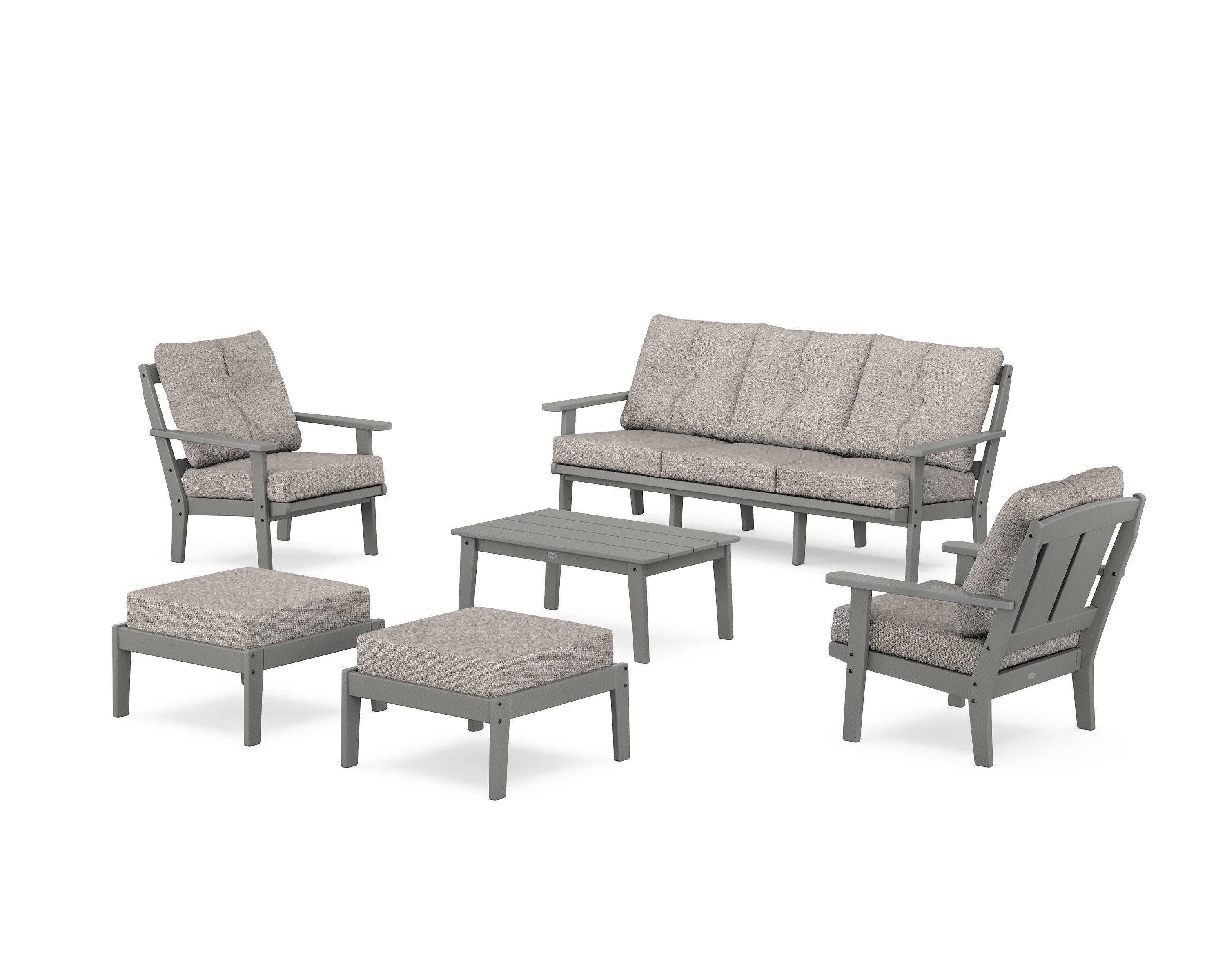 Mission 6-Piece Lounge Sofa Set in Slate Grey / Weathered Tweed