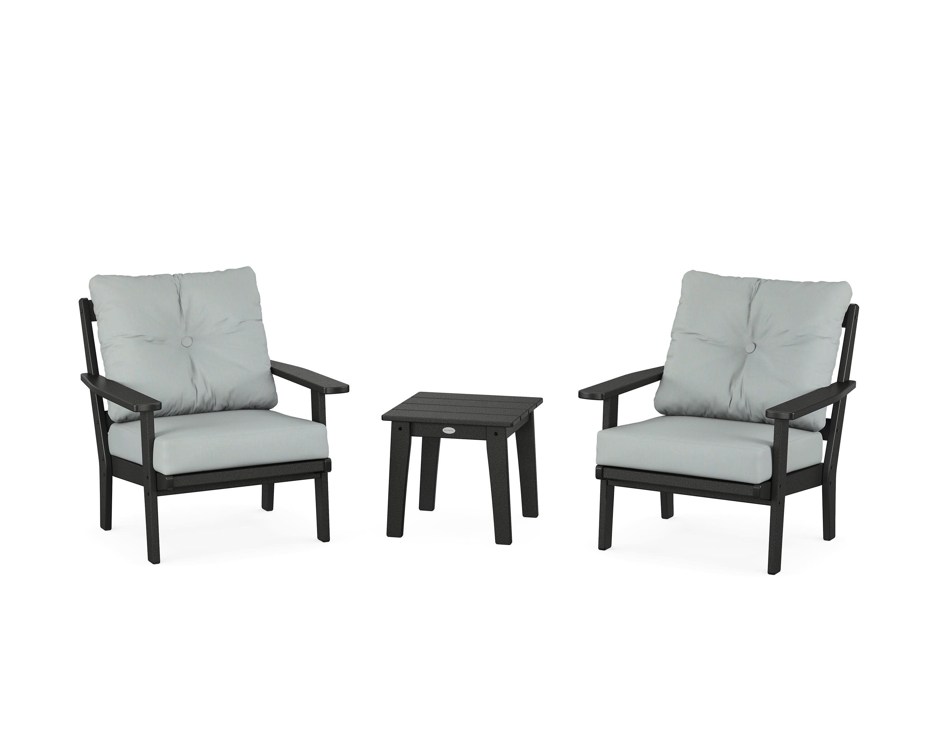 Oxford 3-Piece Deep Seating Set in Black / Spa