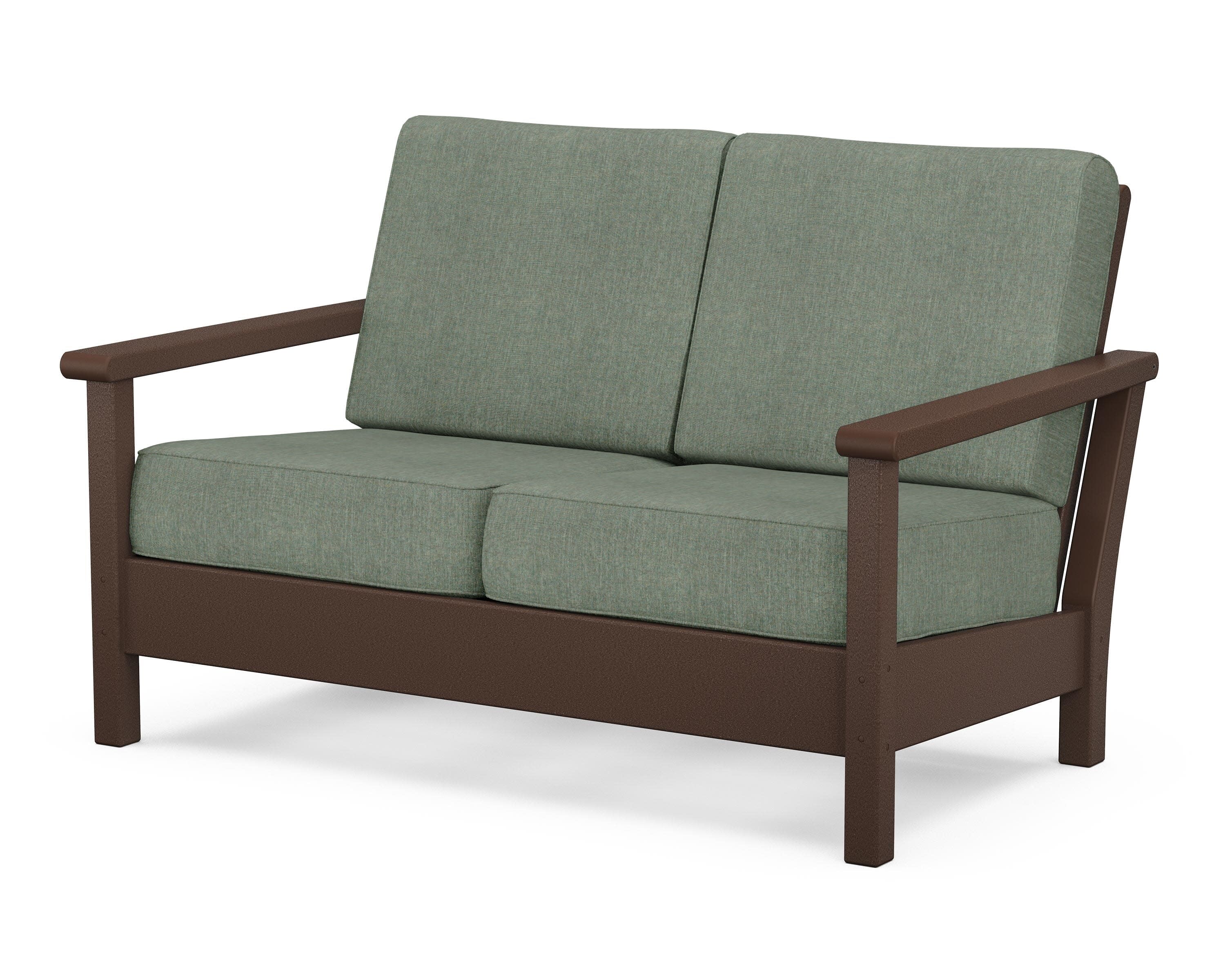 Harbour Deep Seating Loveseat in Mahogany / Cast Sage