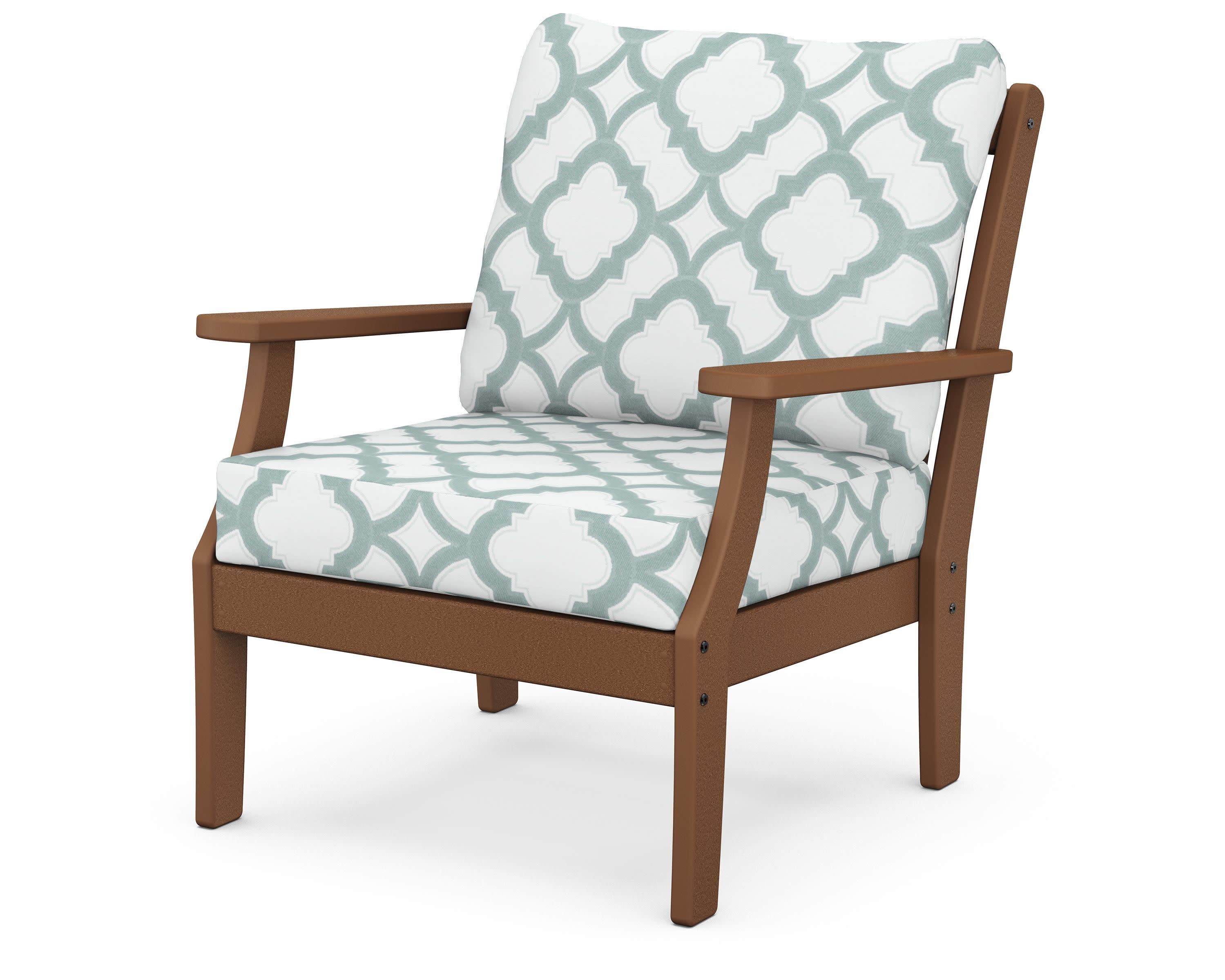 Braxton Deep Seating Chair in Teak / Trellis Glacier Spa