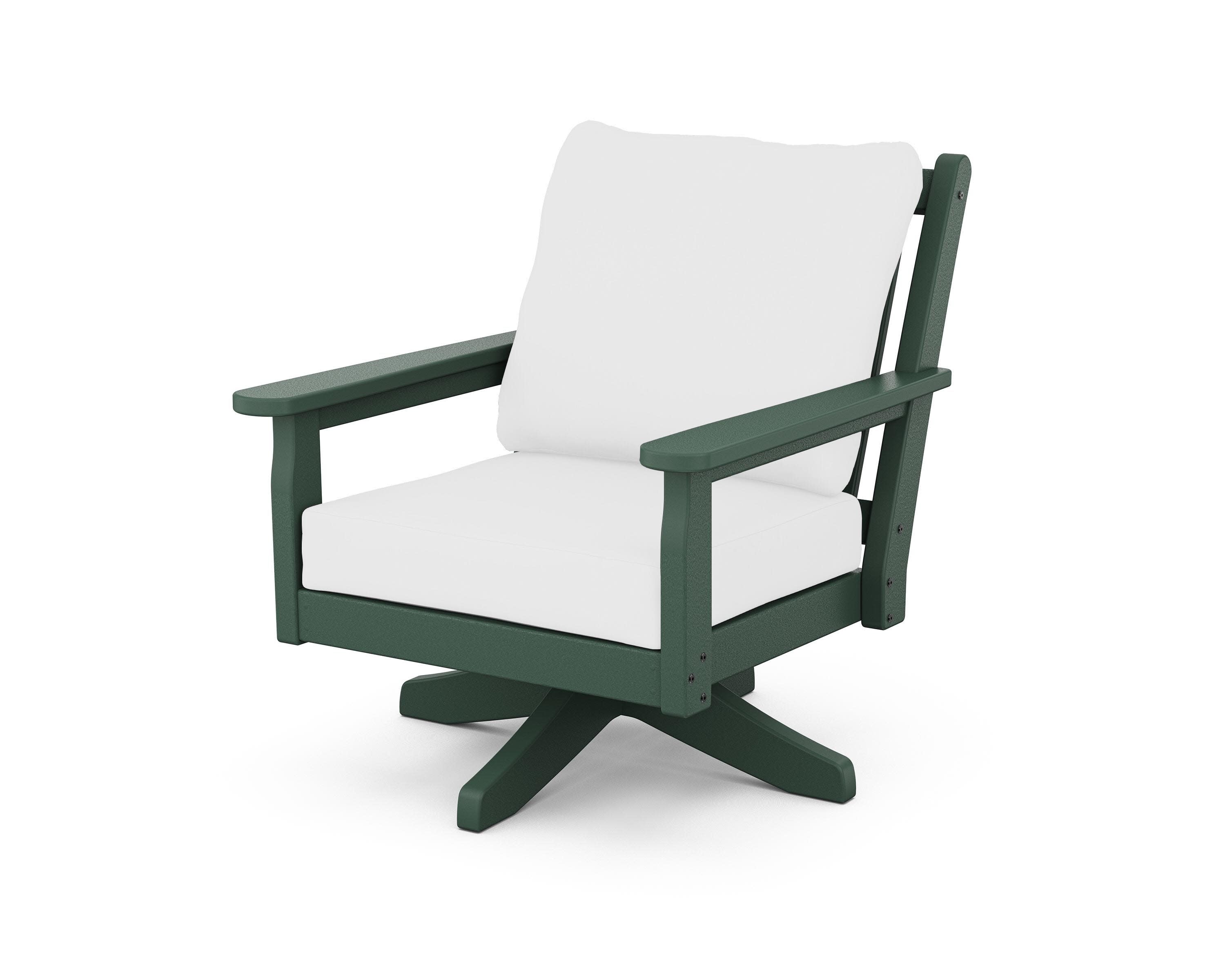 Chippendale Deep Seating Swivel Chair in Green / Natural