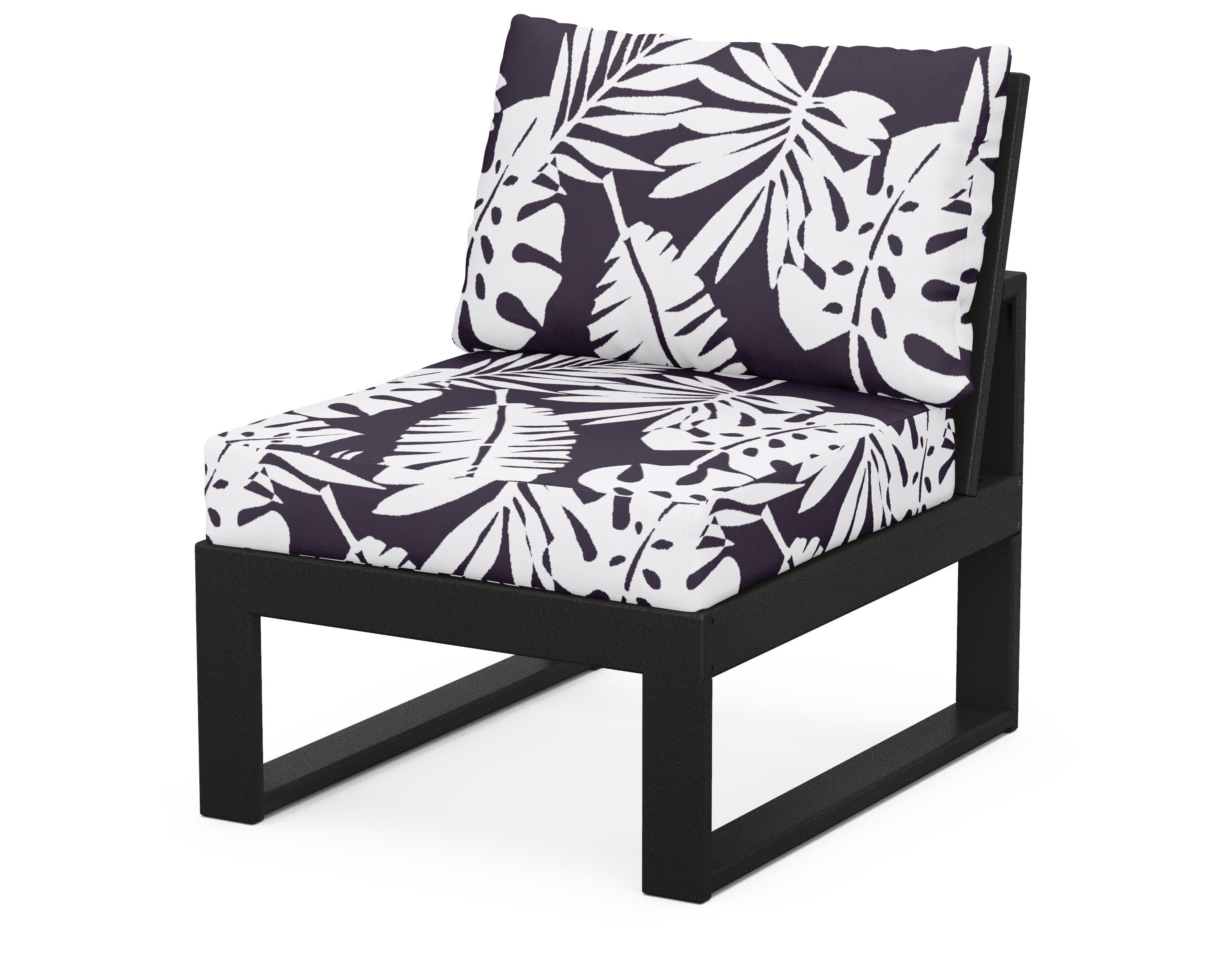 Modular Armless Chair in Black / Leaf Navy