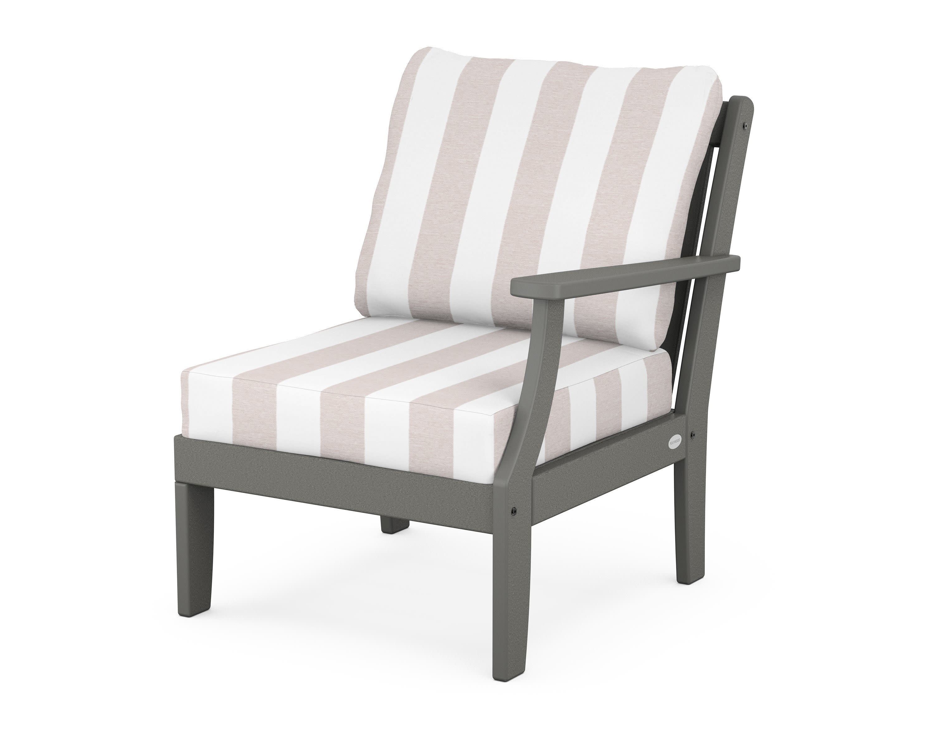 Braxton Modular Right Arm Chair in Slate Grey / Cabana Stripe Dune Burlap