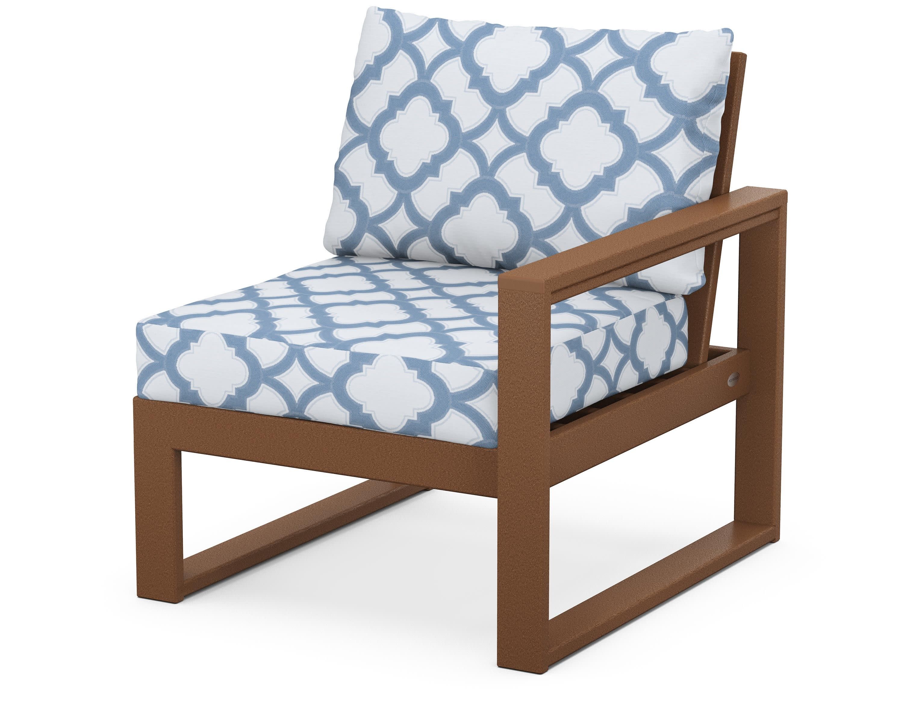 EDGE Modular Right Arm Chair in Teak / Trellis Sky Blue