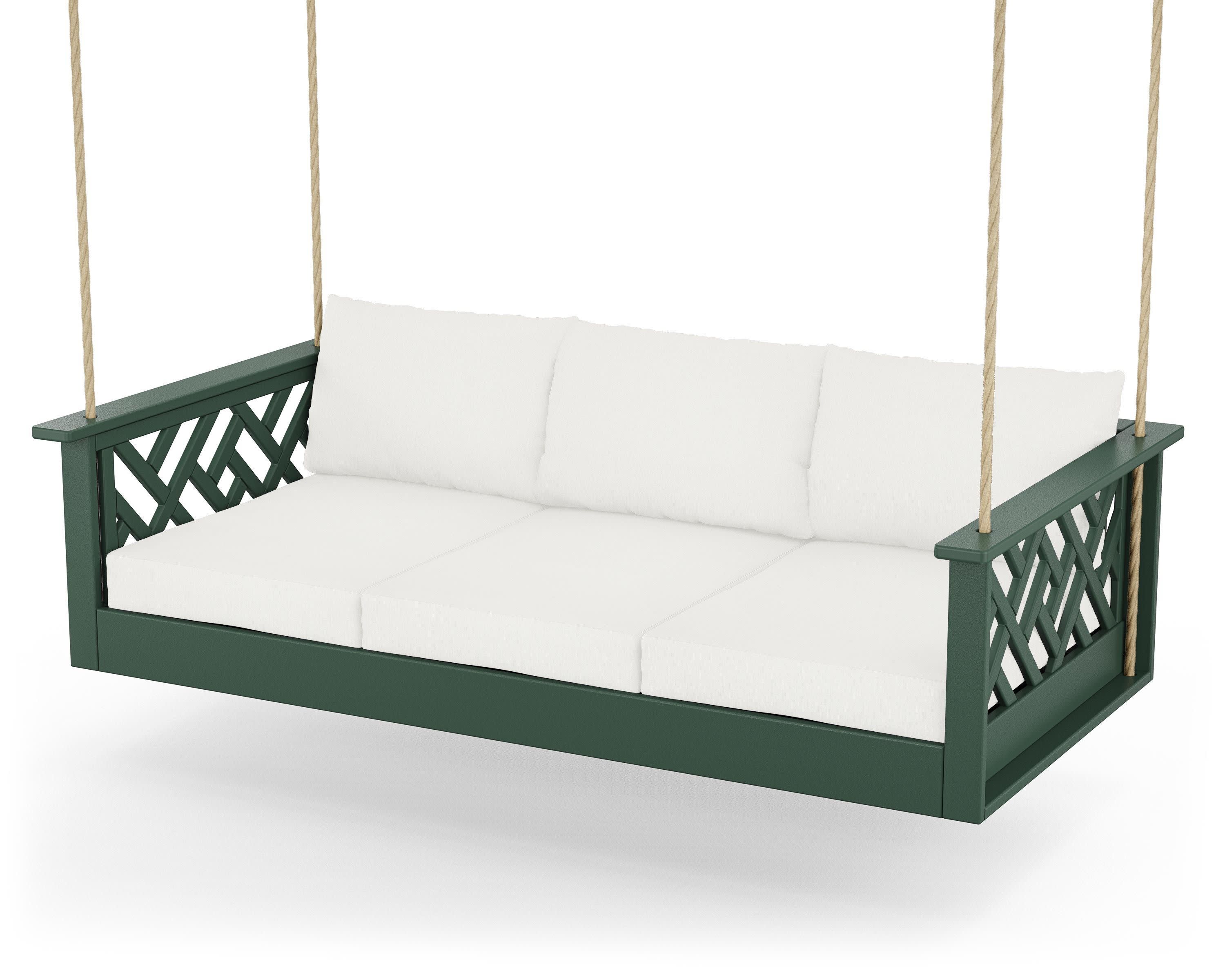 Chippendale Daybed Swing in Green / Natural Linen