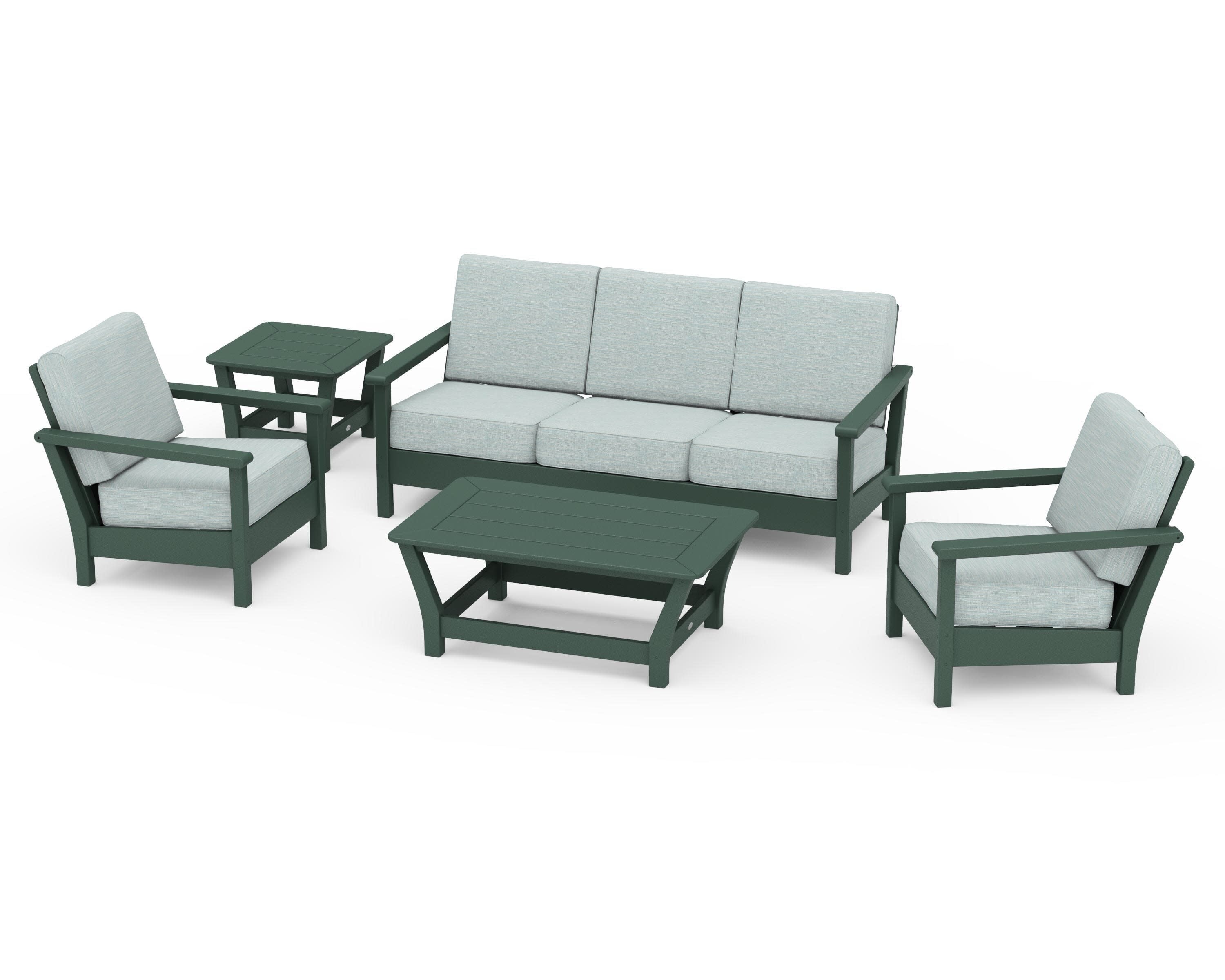 Harbour 5-Piece Deep Seating Set in Green / Soothe Mist