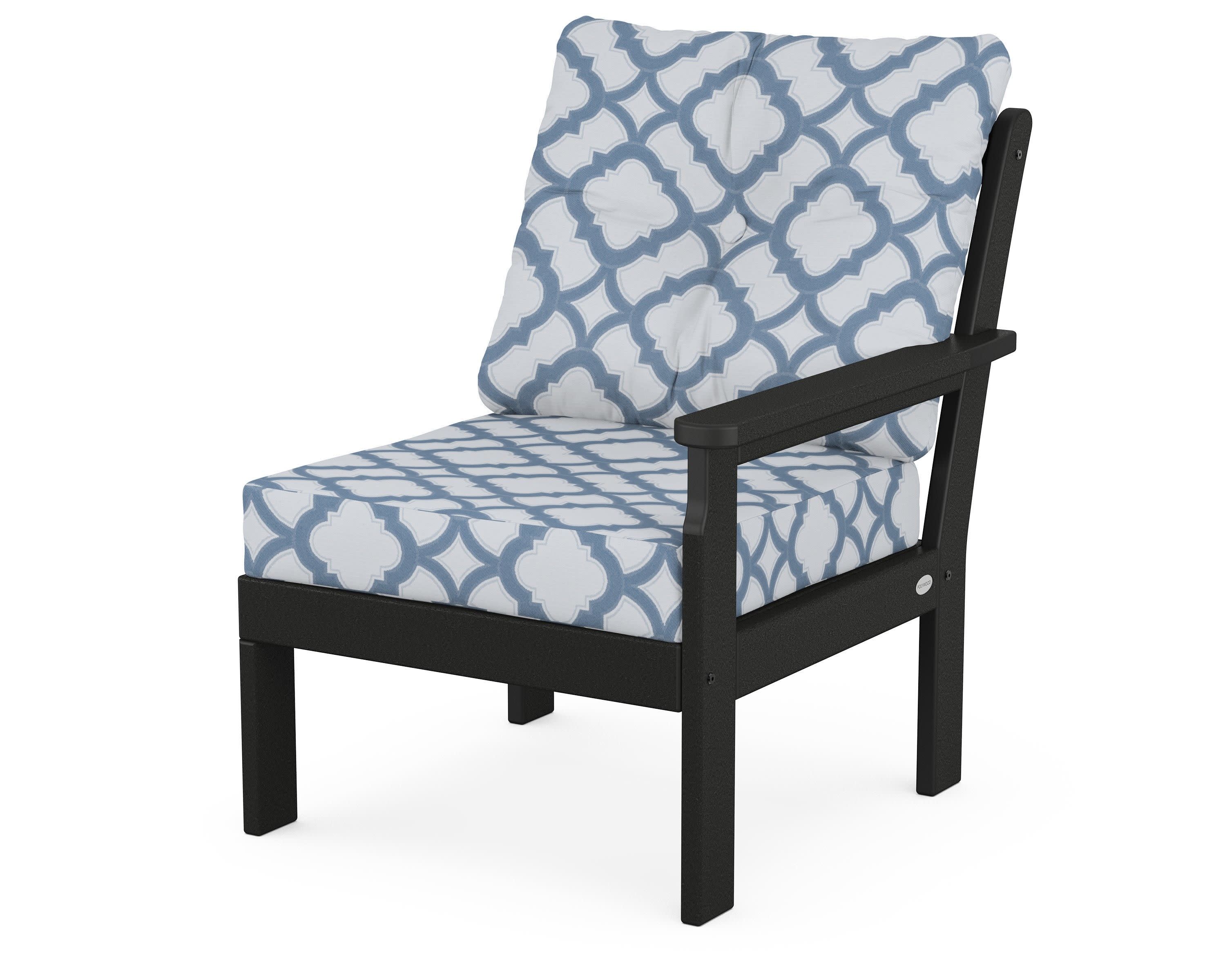 Vineyard Modular Right Arm Chair in Black / Trellis Sky Blue