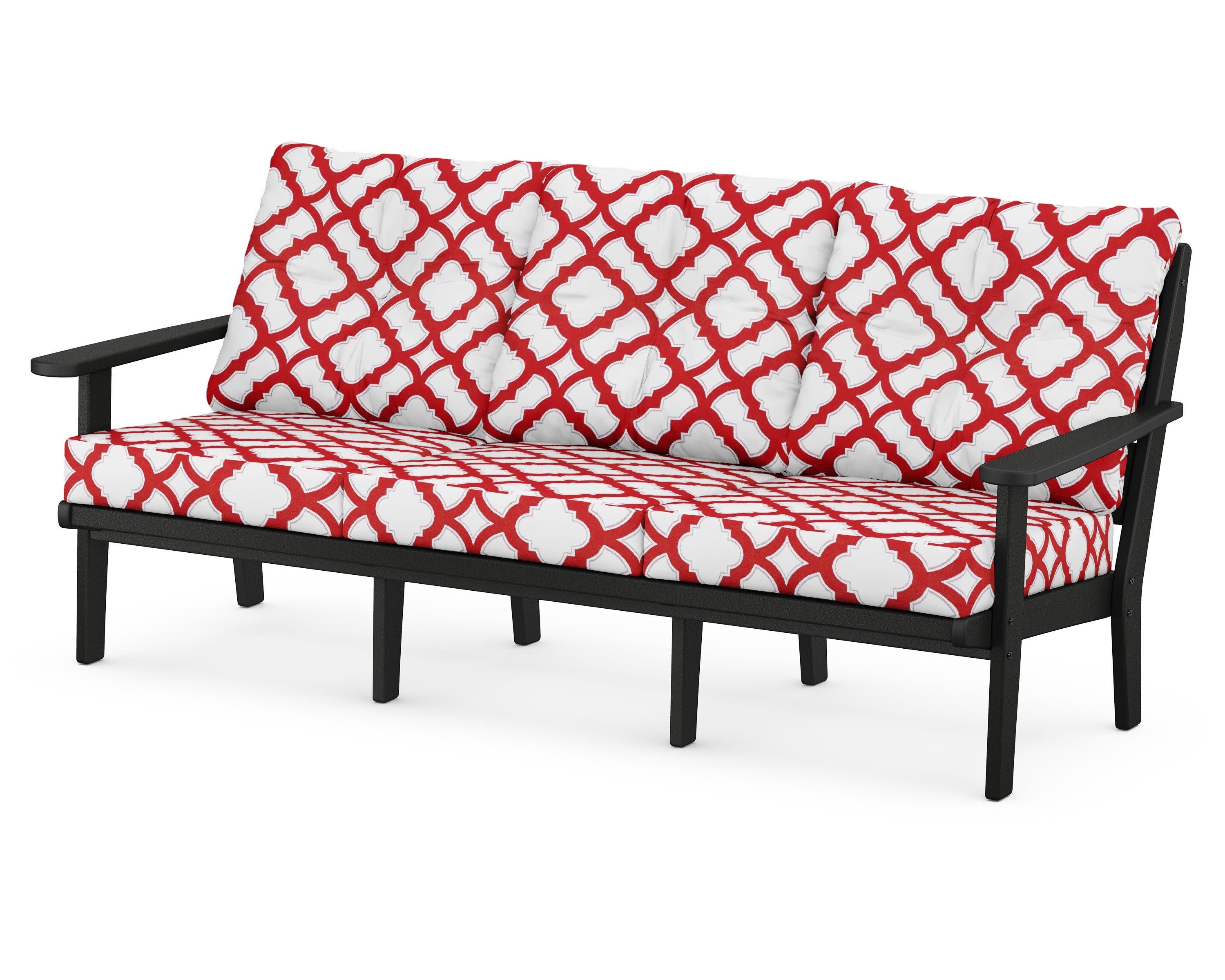 Lakeside Deep Seating Sofa in Black / Trellis Crimson