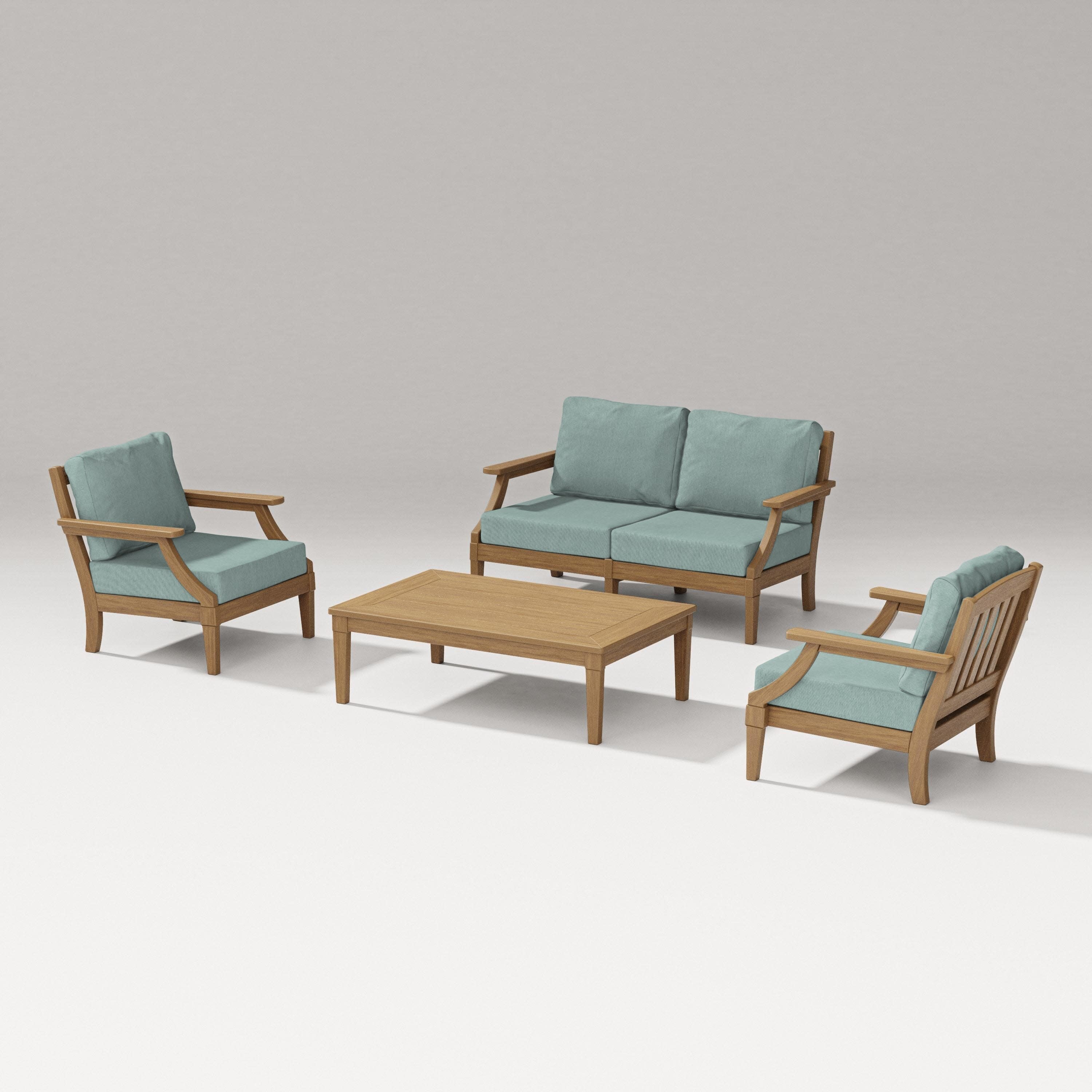 Estate Lounge 4-Piece Loveseat Set in Natural / Glacier Spa