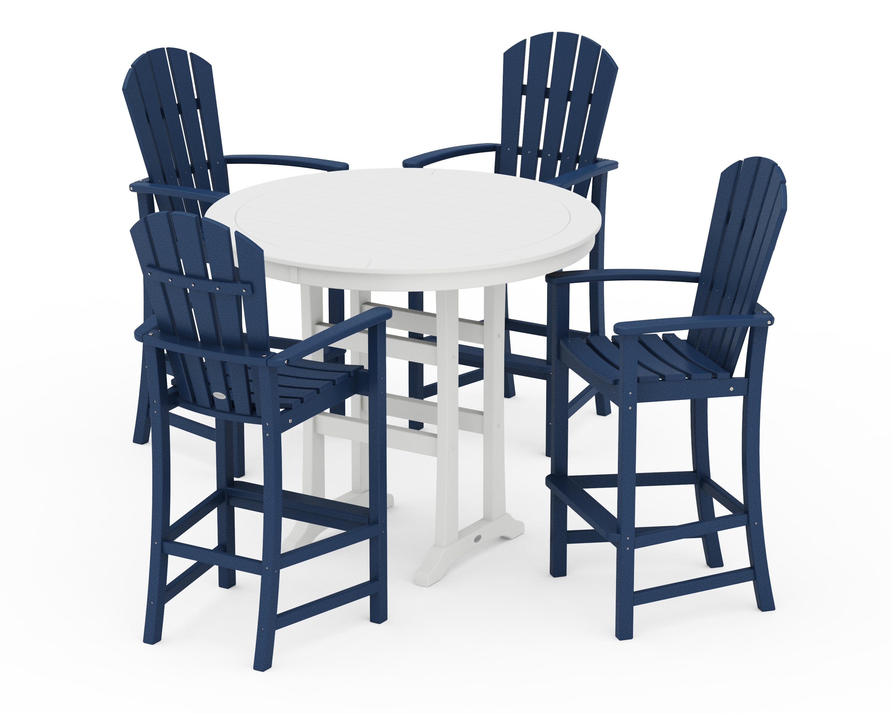 Palm Coast 5-Piece Round Bar Set in Navy / White