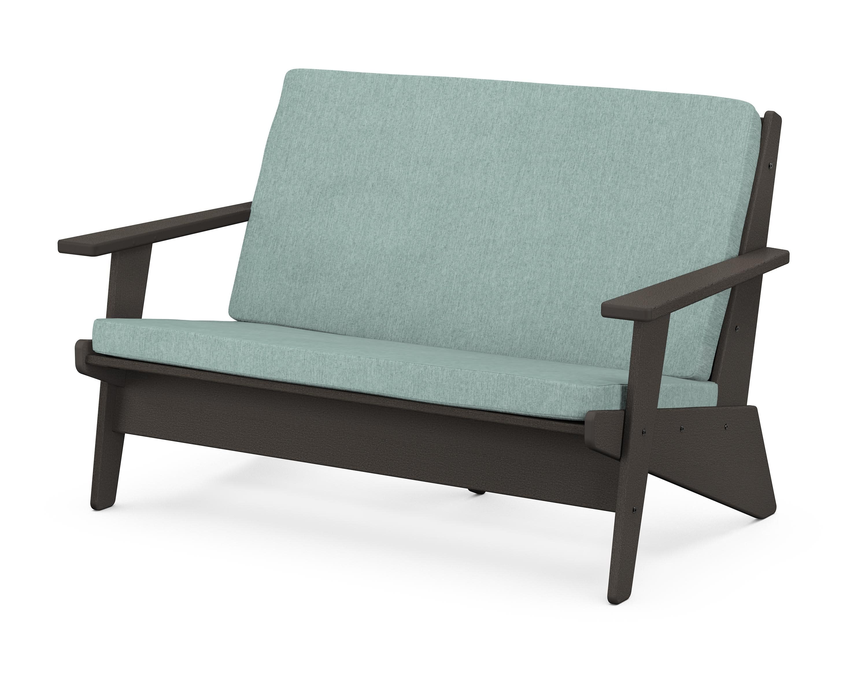 Riviera Modern Lounge Loveseat in Vintage Coffee / Glacier Spa