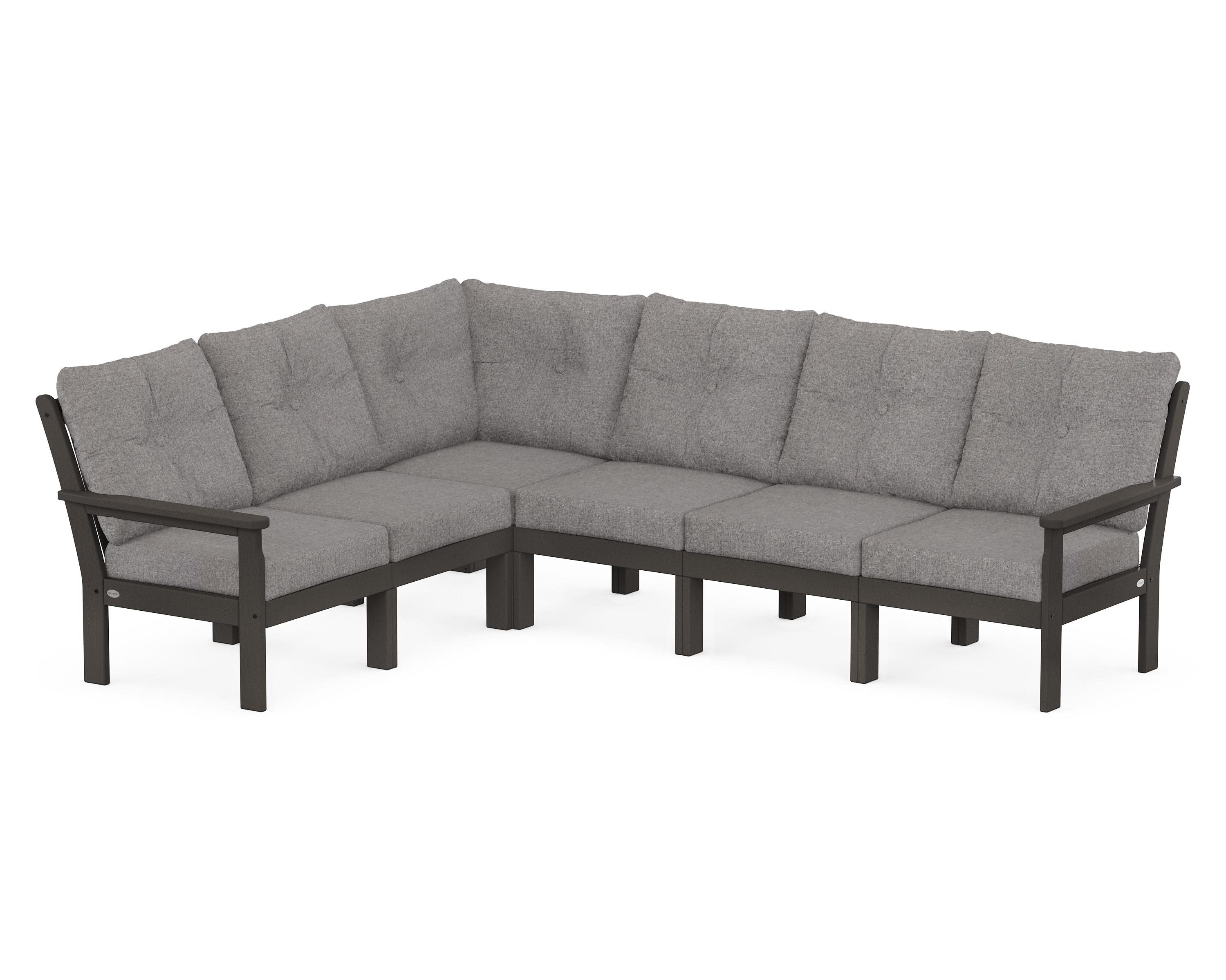 Vineyard 6-Piece Sectional in Vintage Coffee / Grey Mist