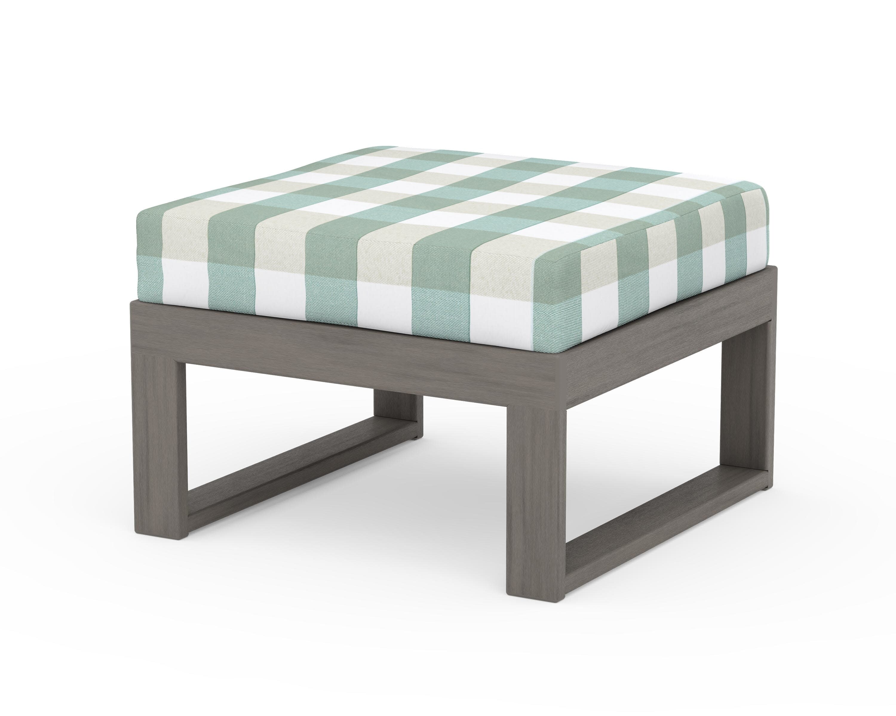 Modular Ottoman - Modern in Driftwood / Buffalo Plaid Glacier Spa