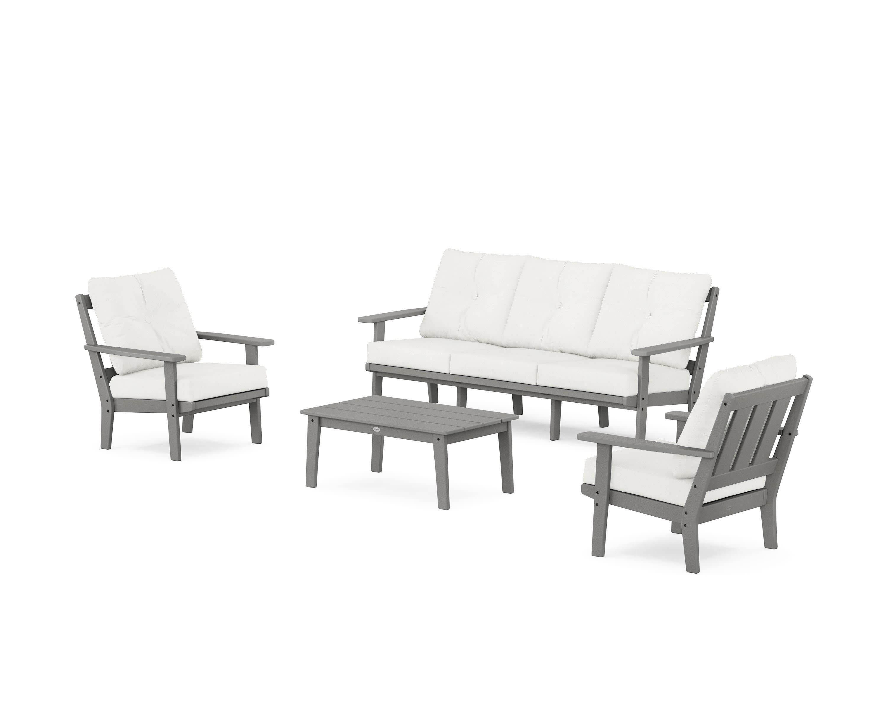 Oxford 4-Piece Deep Seating Set with Sofa in Slate Grey / Natural Linen