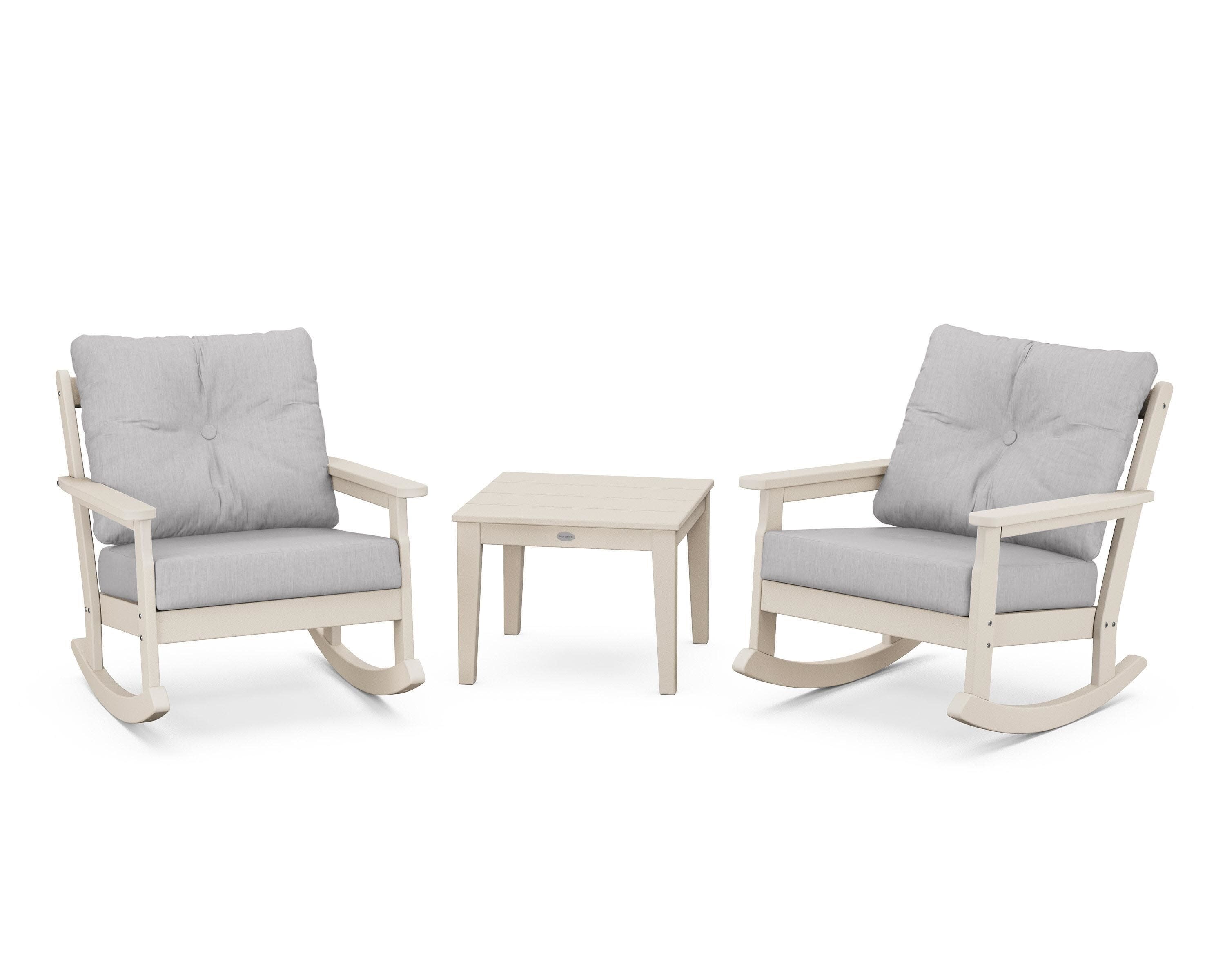 Vineyard 3-Piece Deep Seating Rocker Set in Sand / Granite