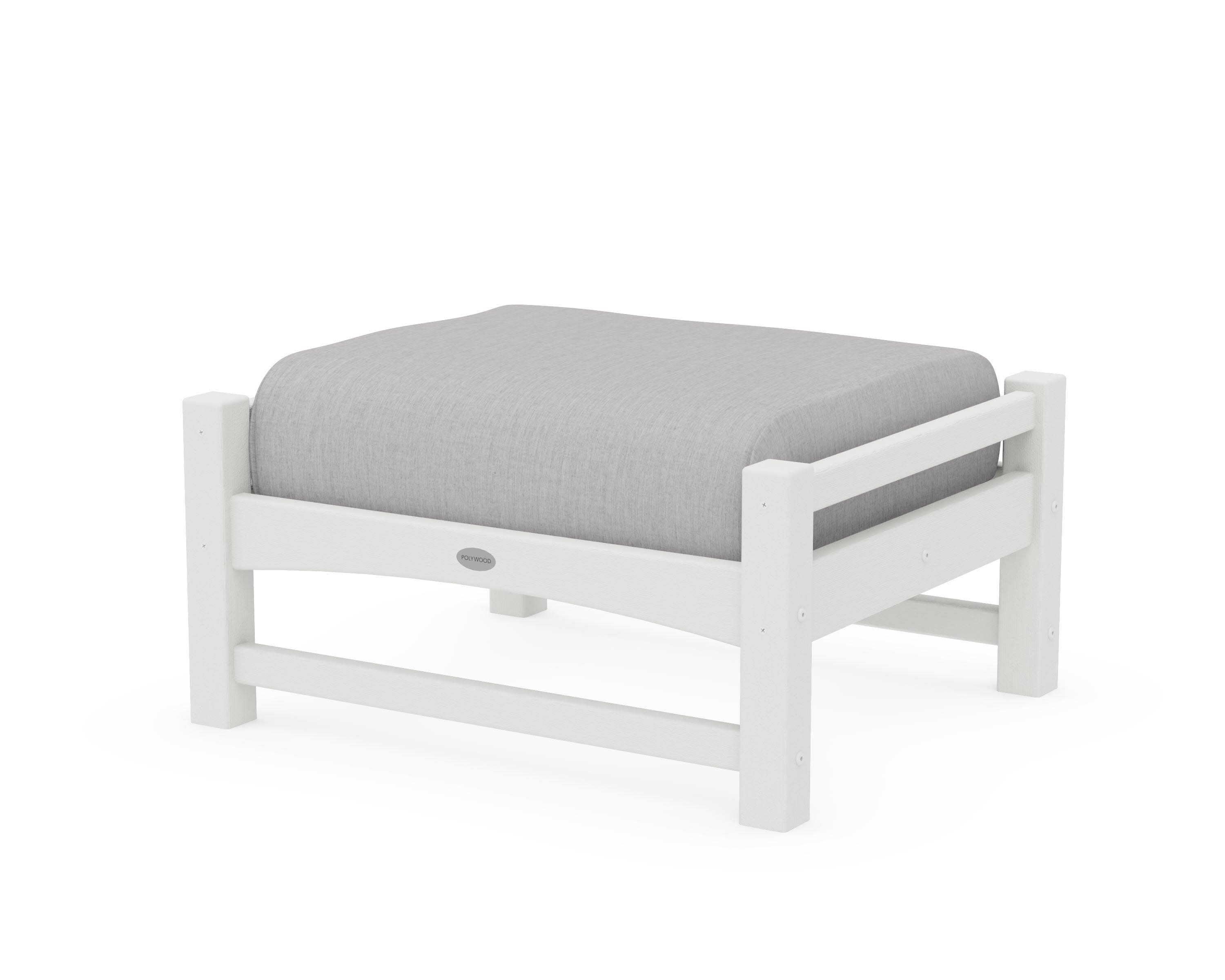 Club Ottoman in Vintage White / Granite