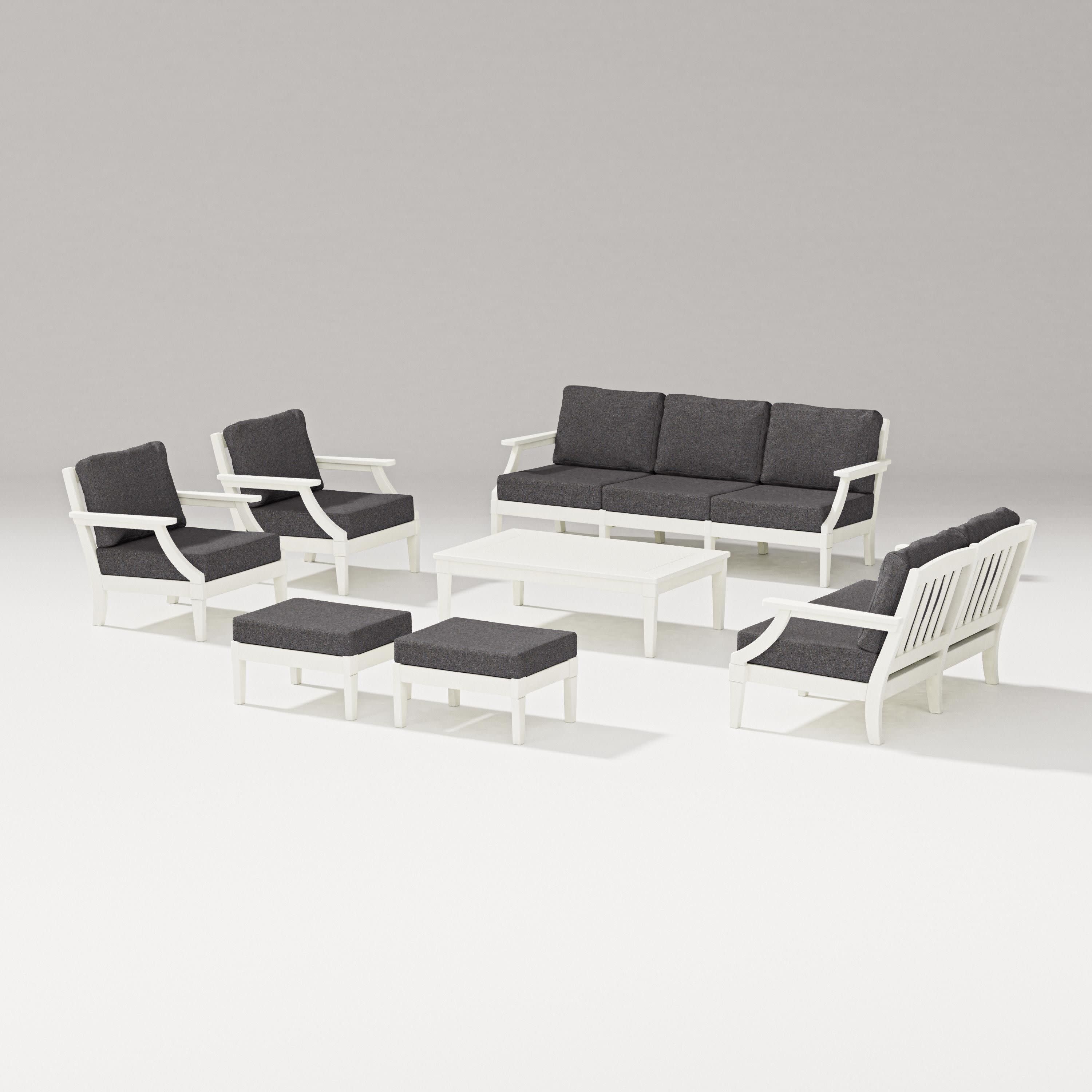 Estate 7-Piece Lounge Sofa Set in Vintage White / Ash Charcoal