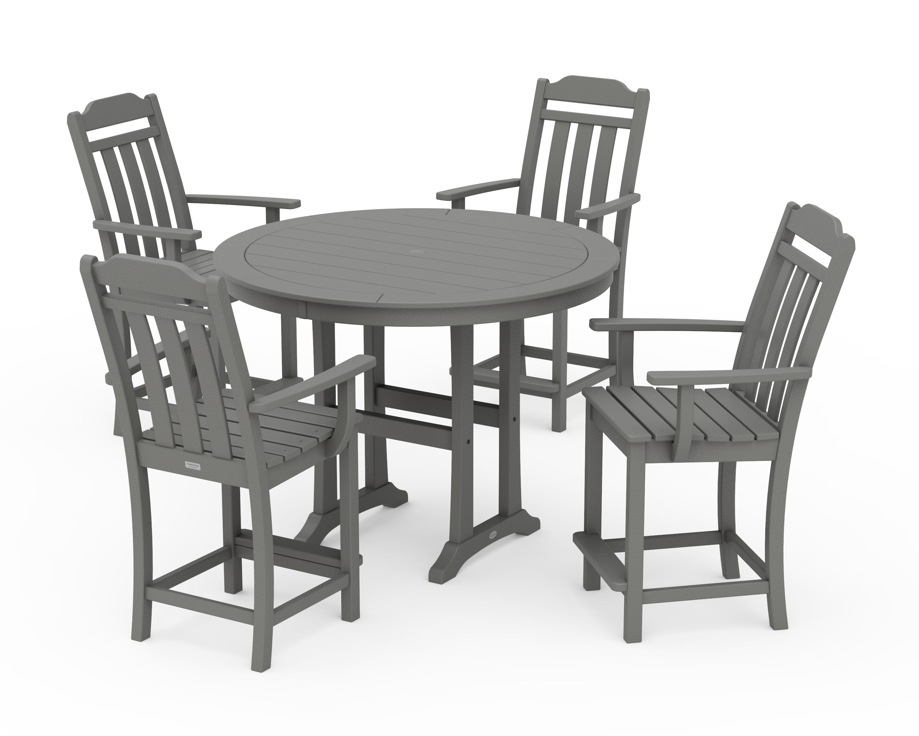 Cottage 5-Piece Round Counter Set in Slate Grey