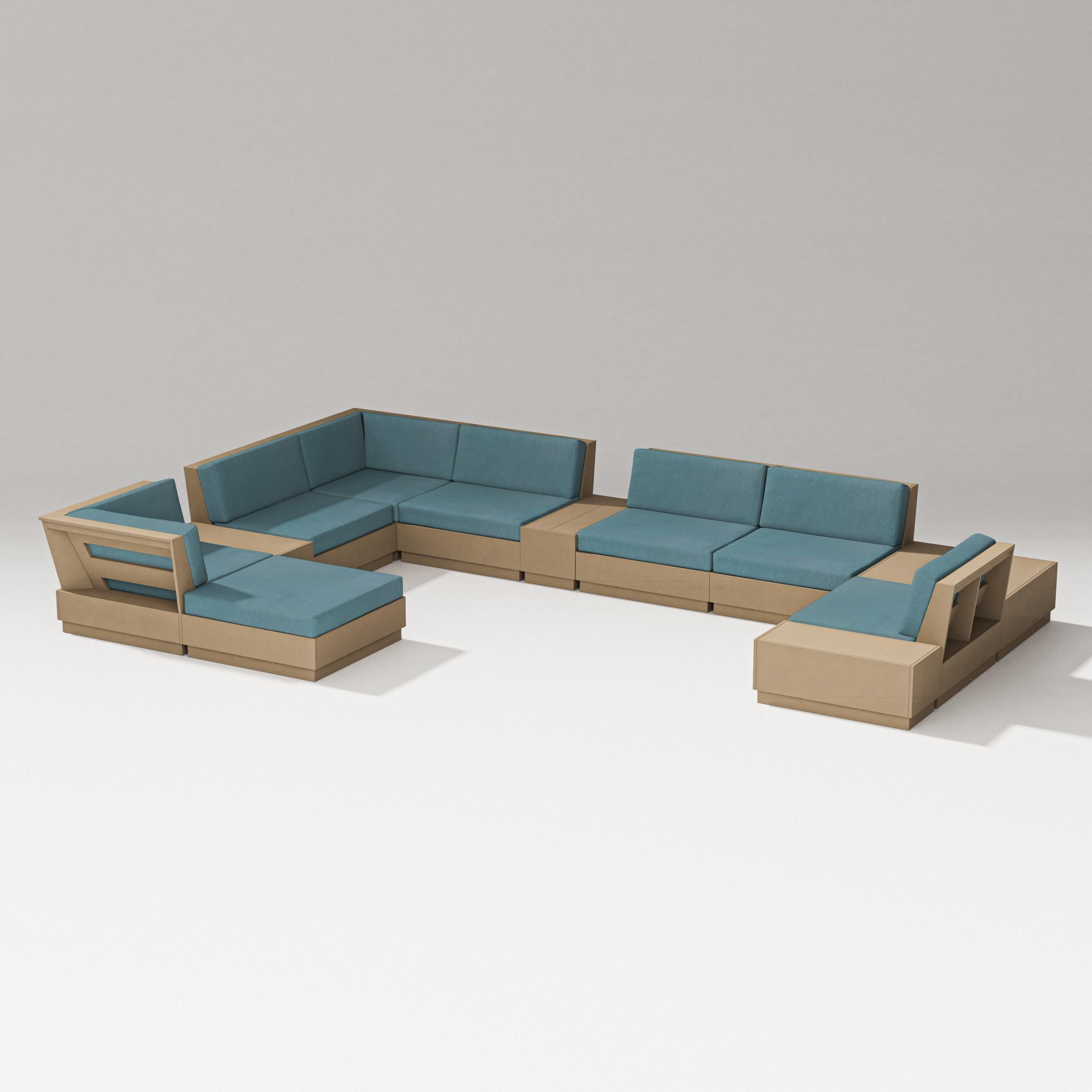 Elevate 12-Piece Conversation Sectional Set in Vintage Sahara / Ocean Teal