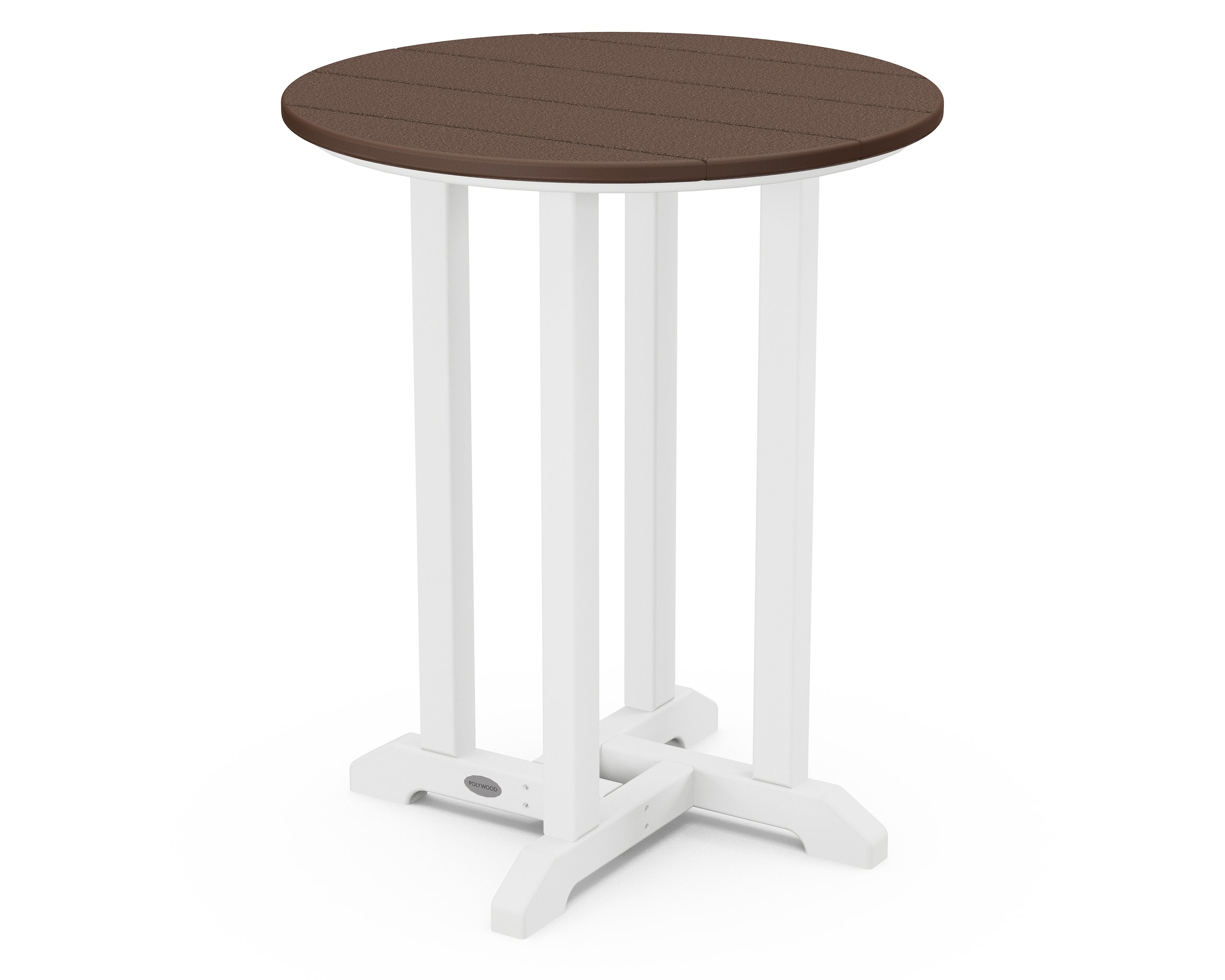 Contempo 24" Round Dining Table in White / Mahogany