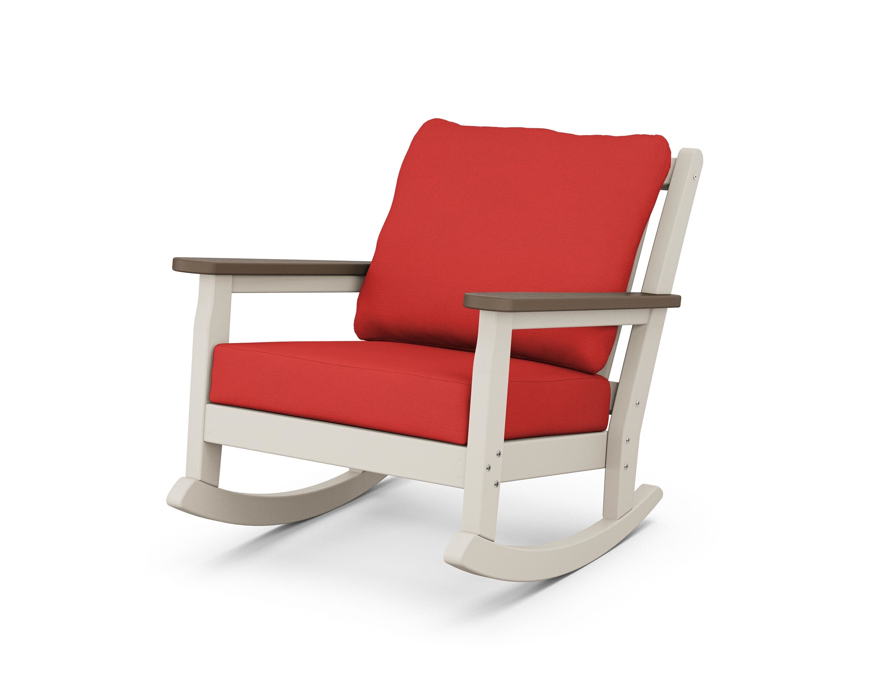 Chippendale Deep Seating Rocking Chair in Sand / Kona / Crimson Linen