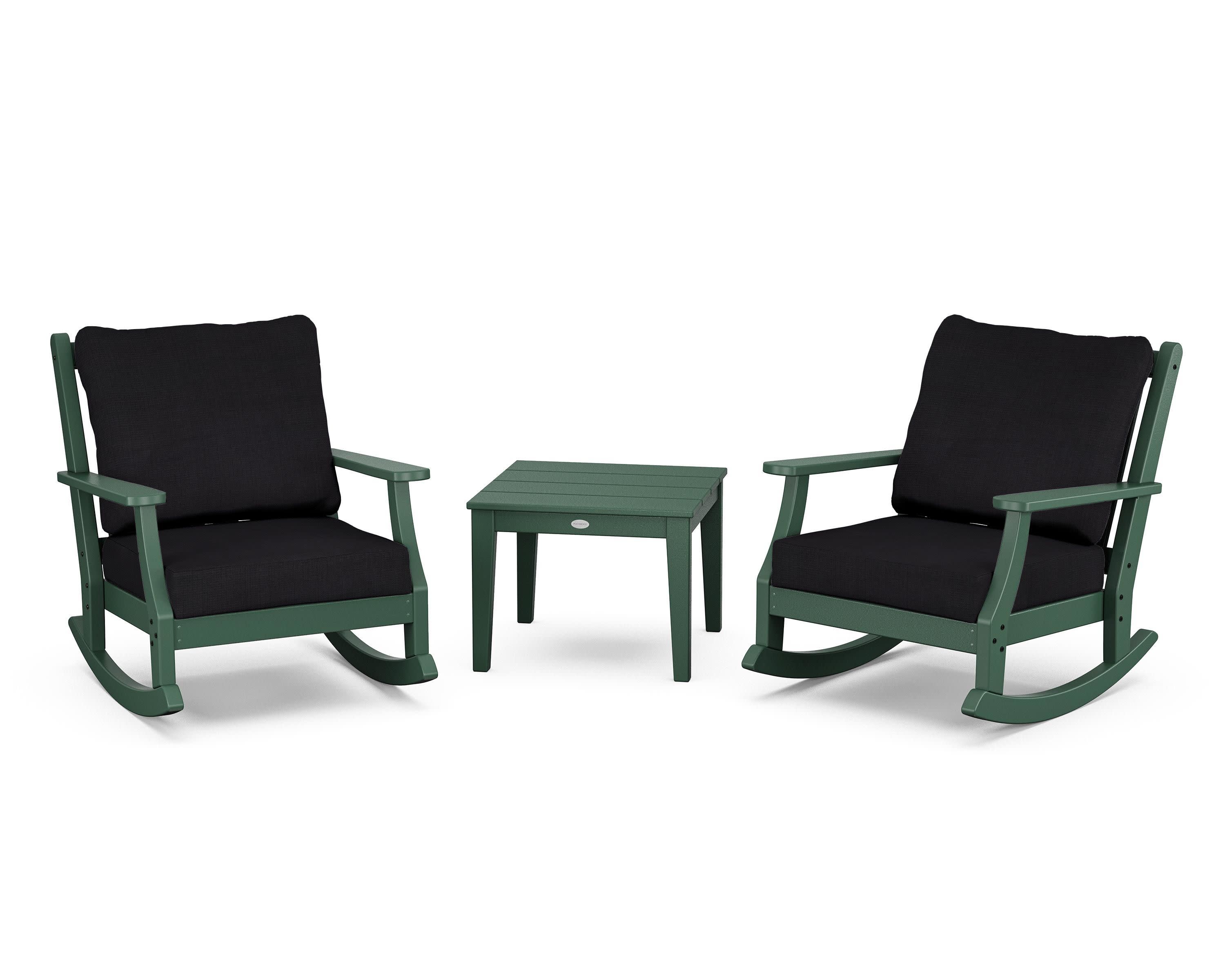 Wovendale 3-Piece Deep Seating Rocker Set in Green / Midnight Linen