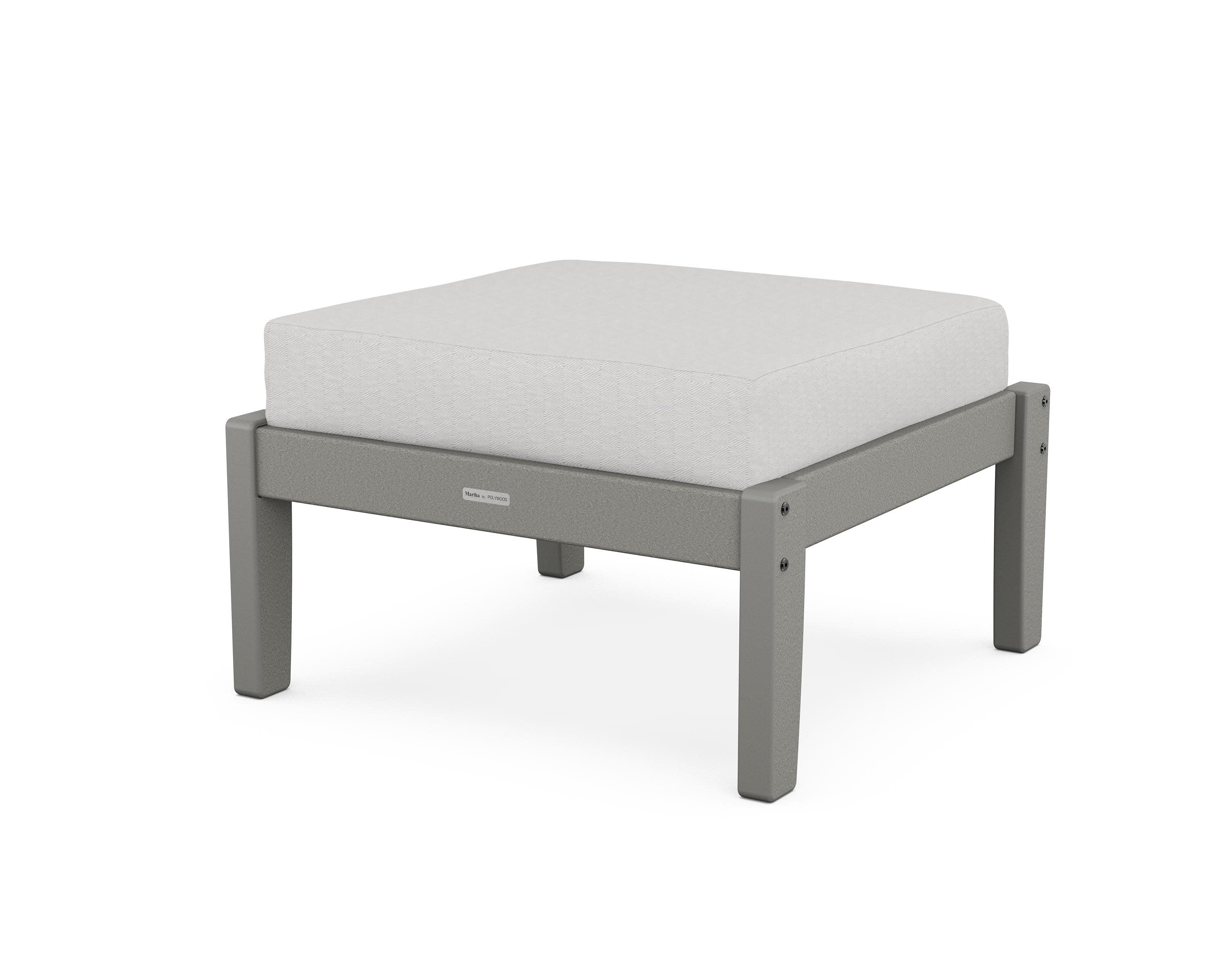 Chinoiserie Deep Seating Ottoman in Slate Grey / Diamond in the Rough