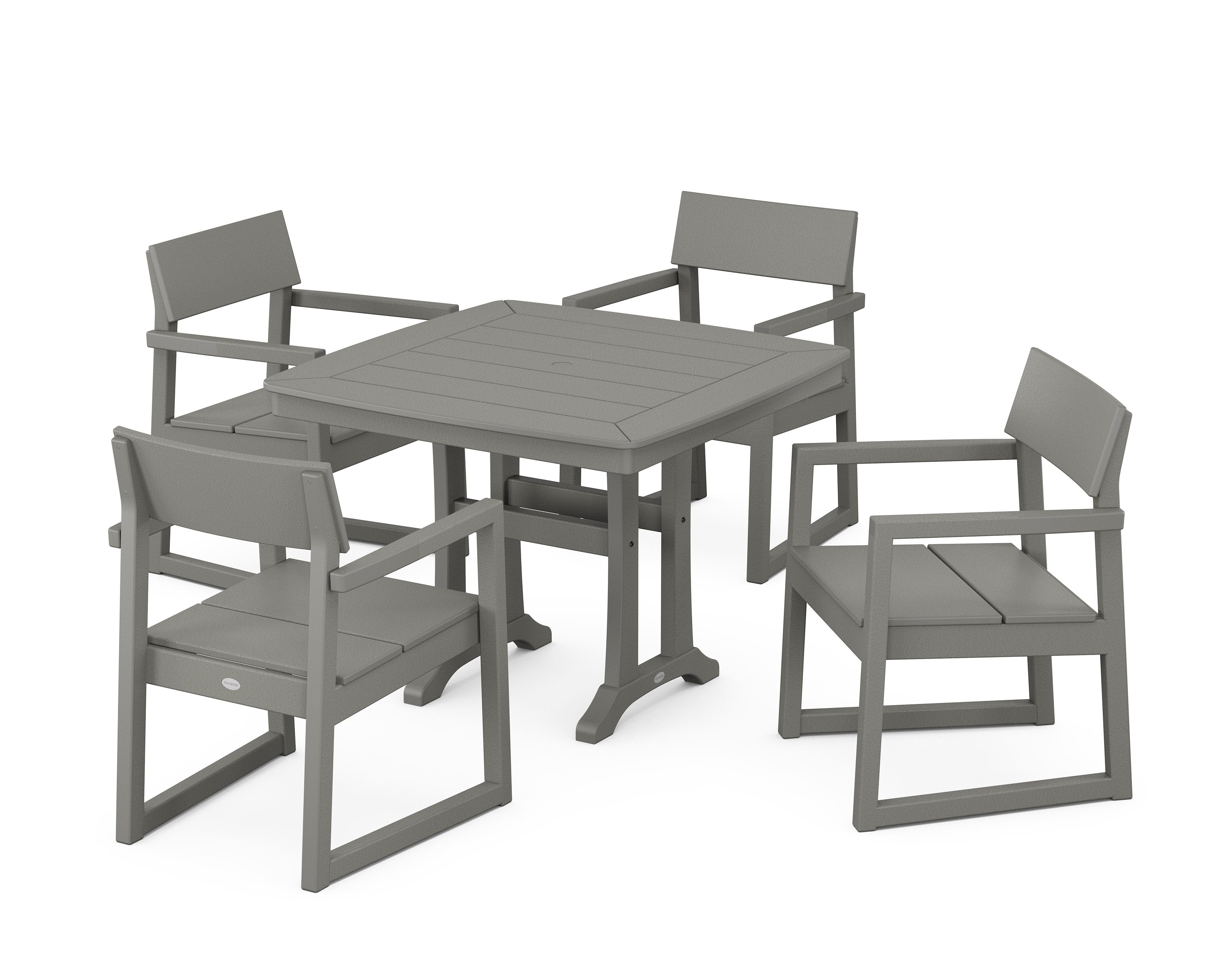 EDGE 5-Piece Dining Set with Trestle Legs in Slate Grey