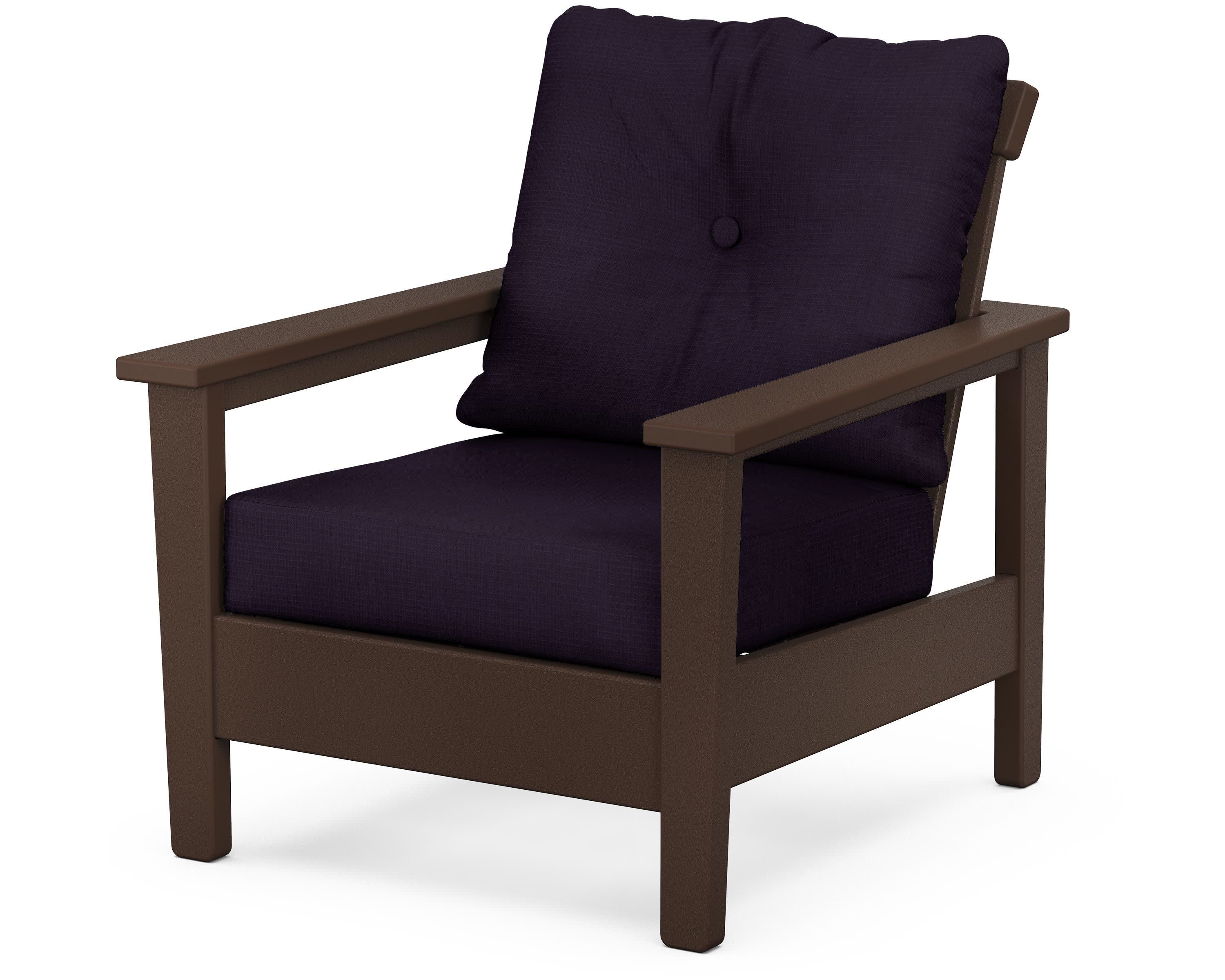 Prescott Deep Seating Chair in Mahogany / Navy Linen
