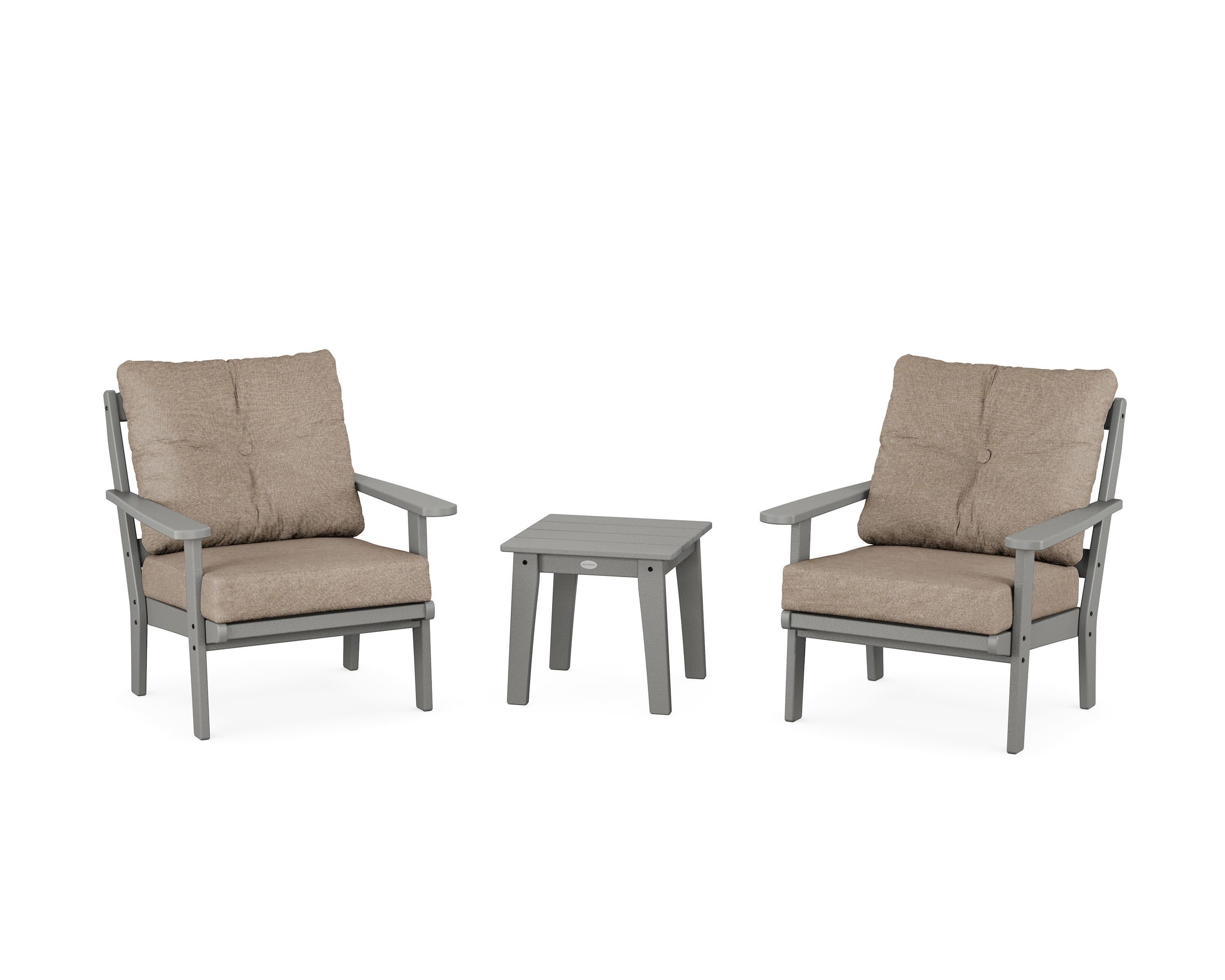 Mission 3-Piece Deep Seating Set in Slate Grey / Spiced Burlap