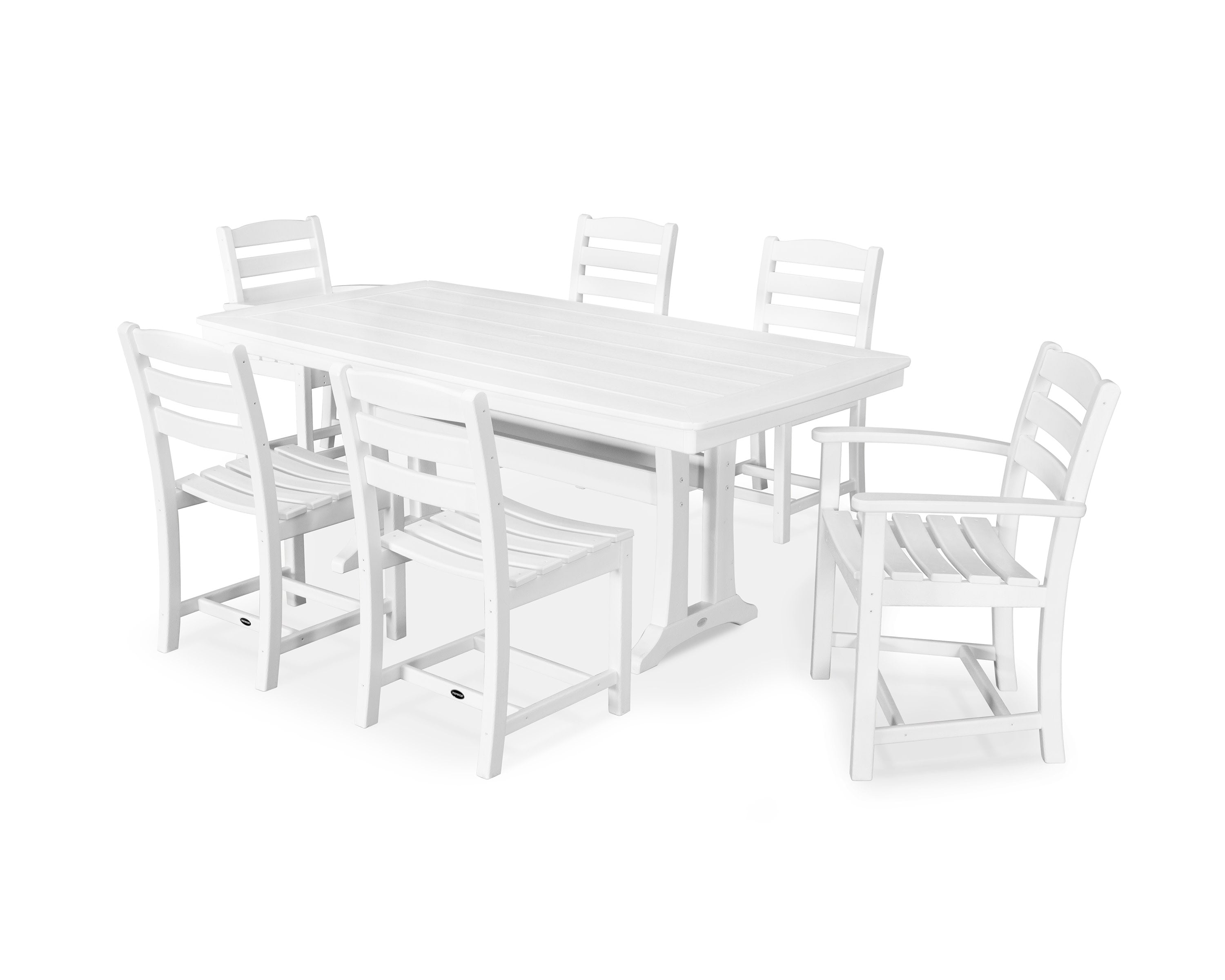 La Casa Caf 7-Piece Dining Set with Trestle Legs in White