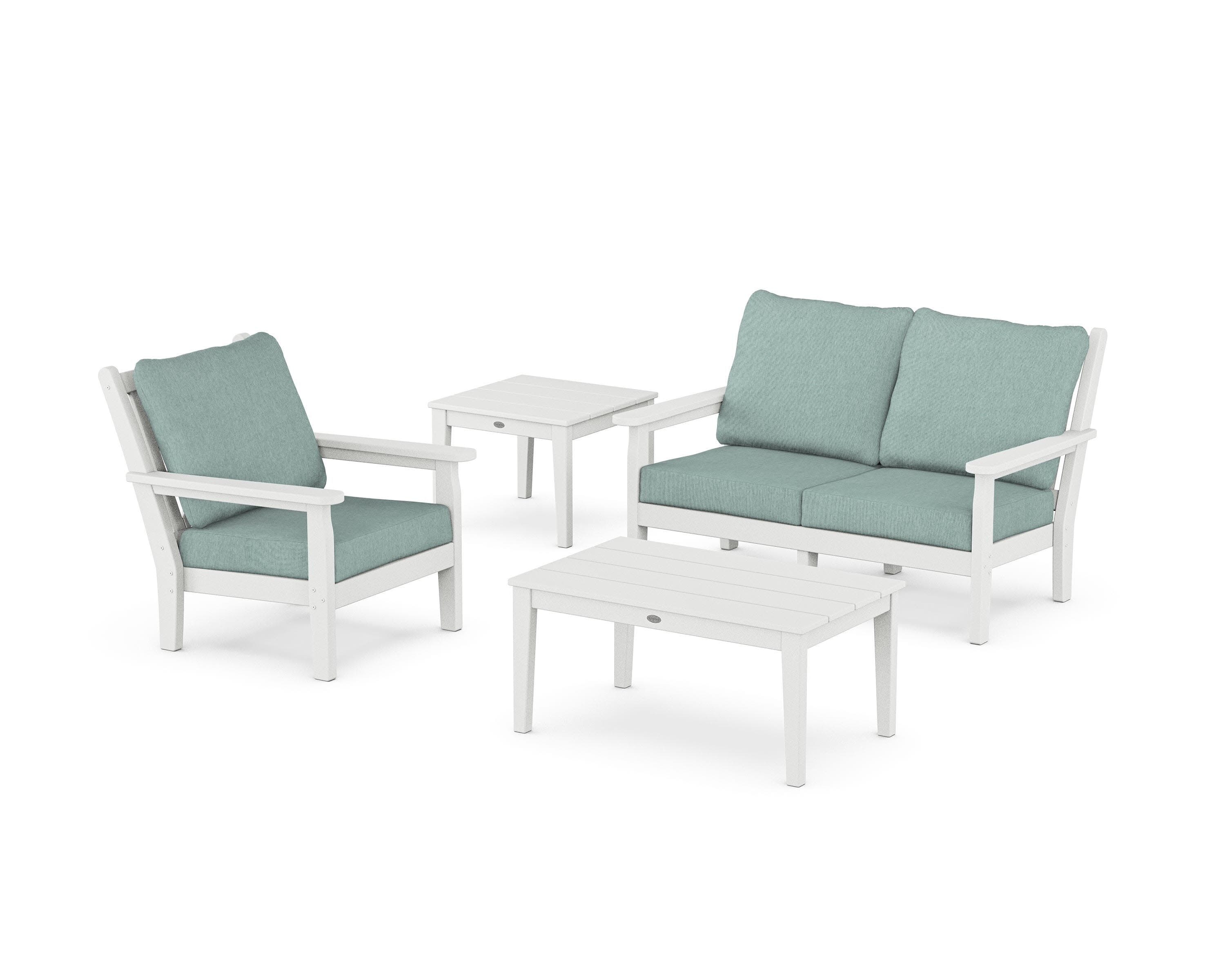 Chippendale 4-Piece Deep Seating Set in White / Glacier Spa