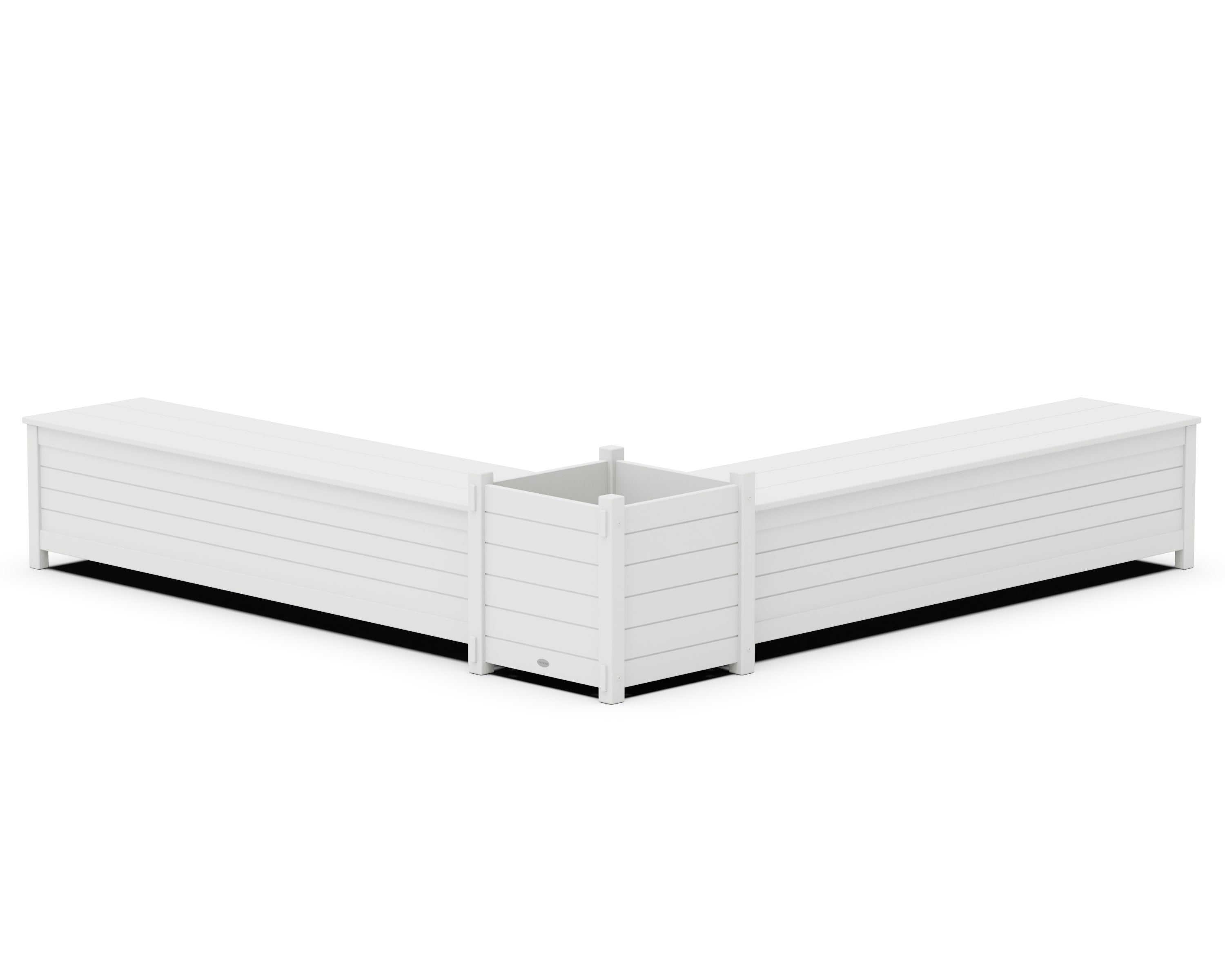 72" Nautical L- Shaped Planter Storage Bench Set- Large in White