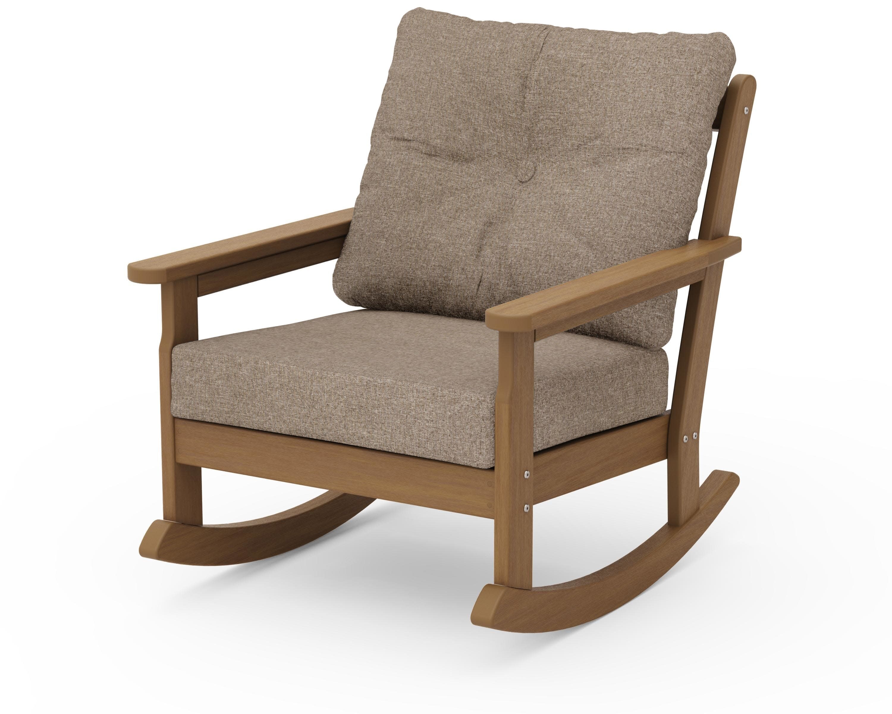 Vineyard Deep Seating Rocking Chair in Natural / Spiced Burlap