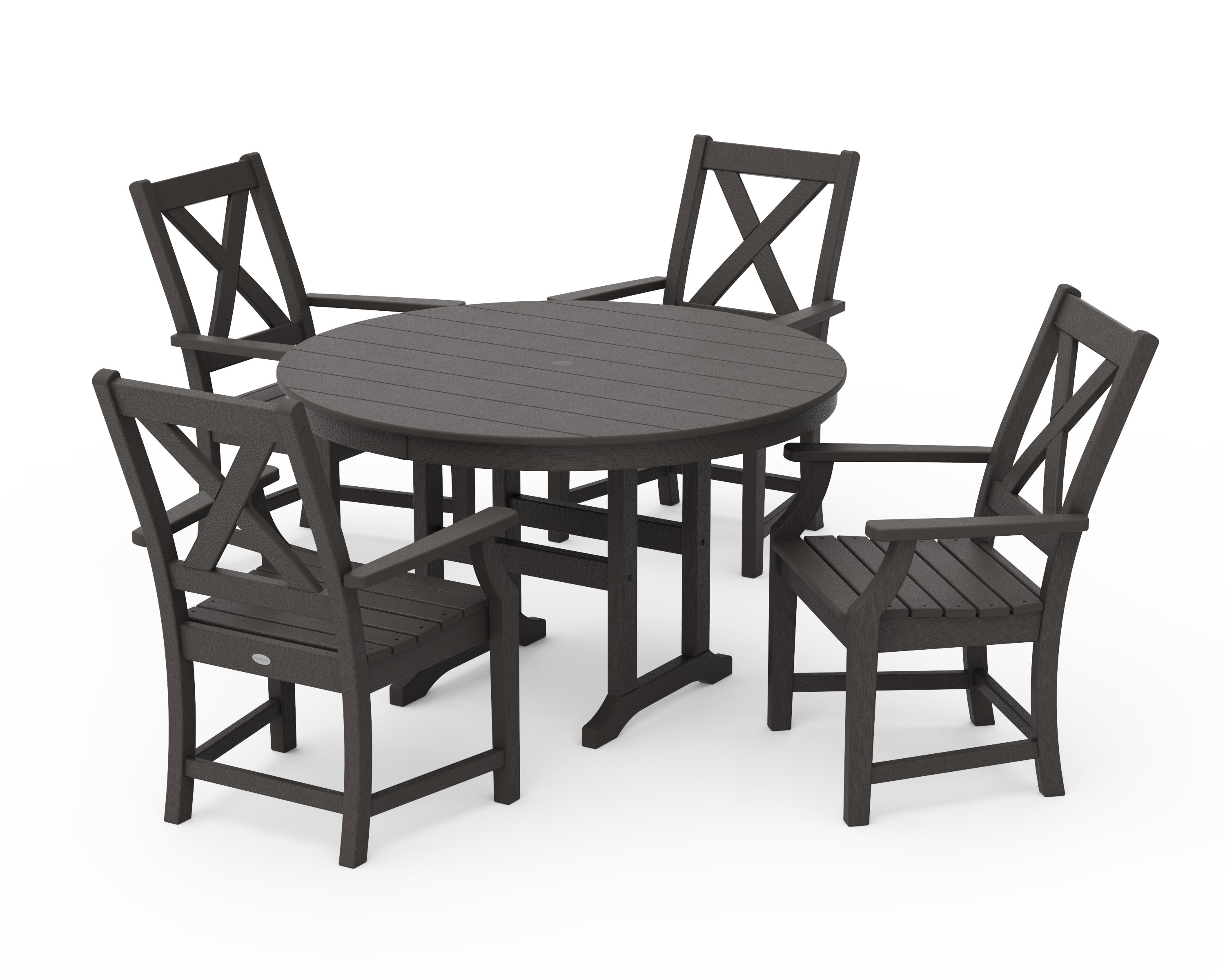 Braxton 5-Piece Round Farmhouse Dining Set in Vintage Coffee