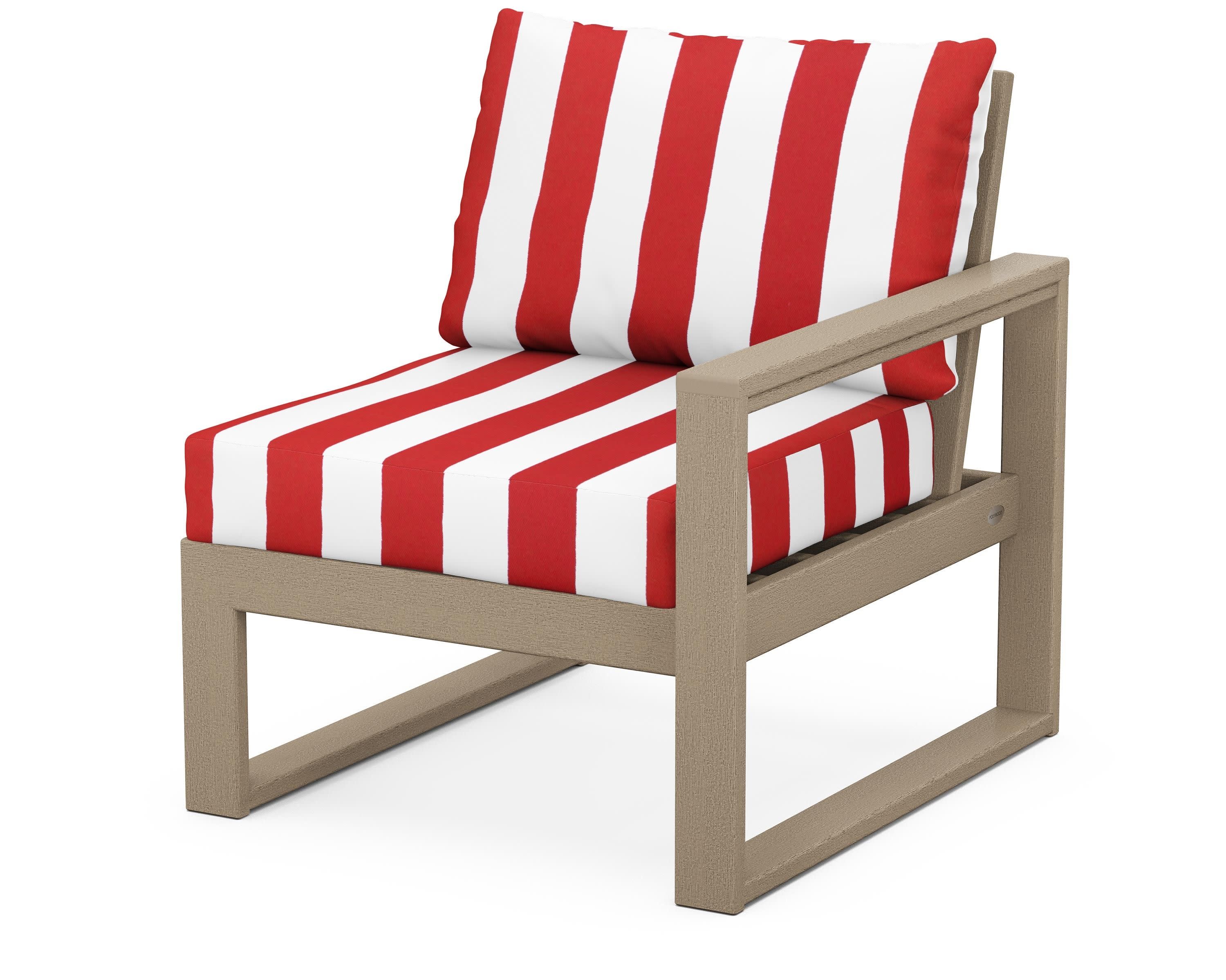 EDGE Modular Right Arm Chair in Vintage Sahara / Cabana Stripe Crimson